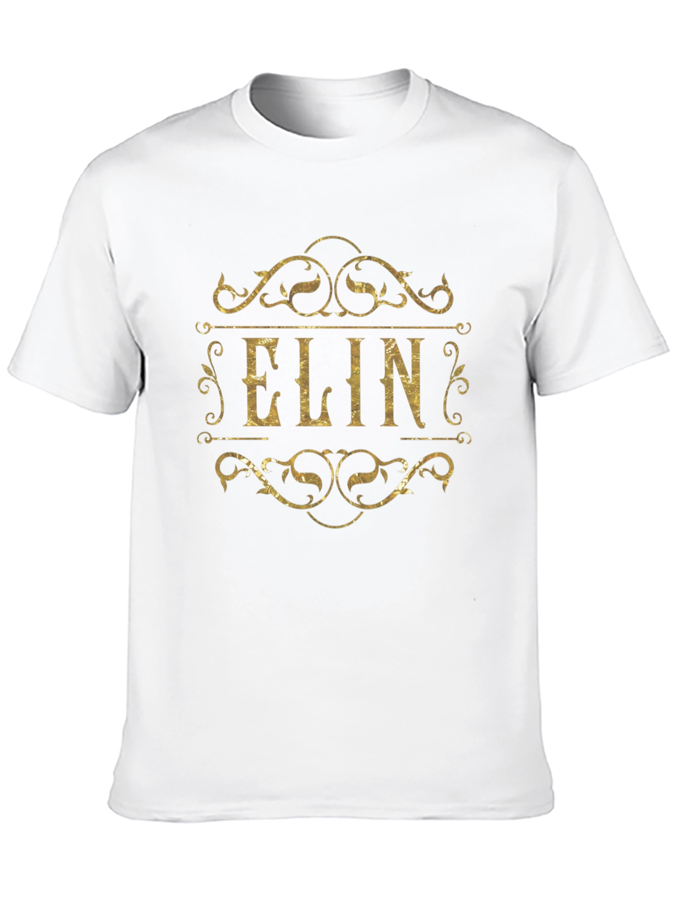 Custom ELIN Golden Script Black T-Shirt