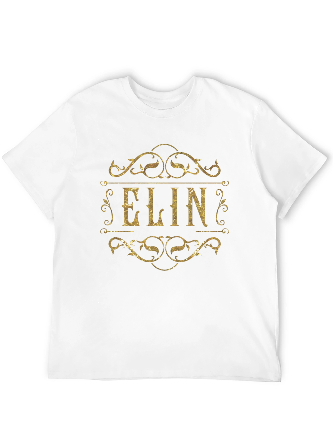 Custom ELIN Golden Script Black T-Shirt