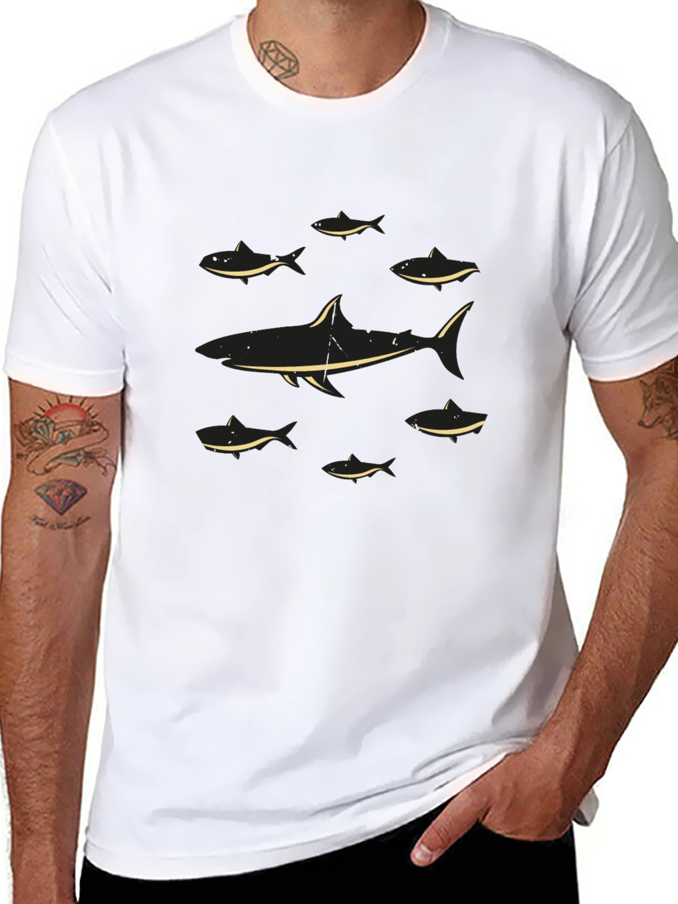 Shark Graphic Tee - Black Cotton T-Shirt