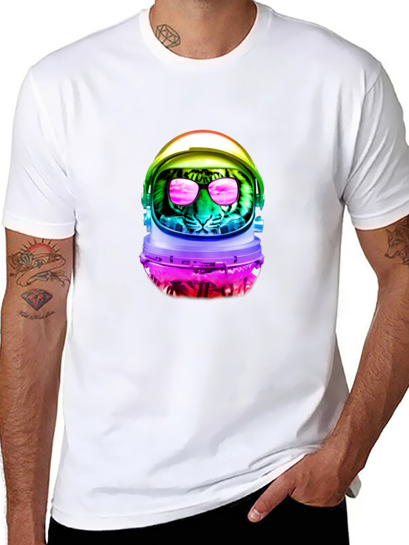 Astronaut Tiger Graphic Tee - Unique Design