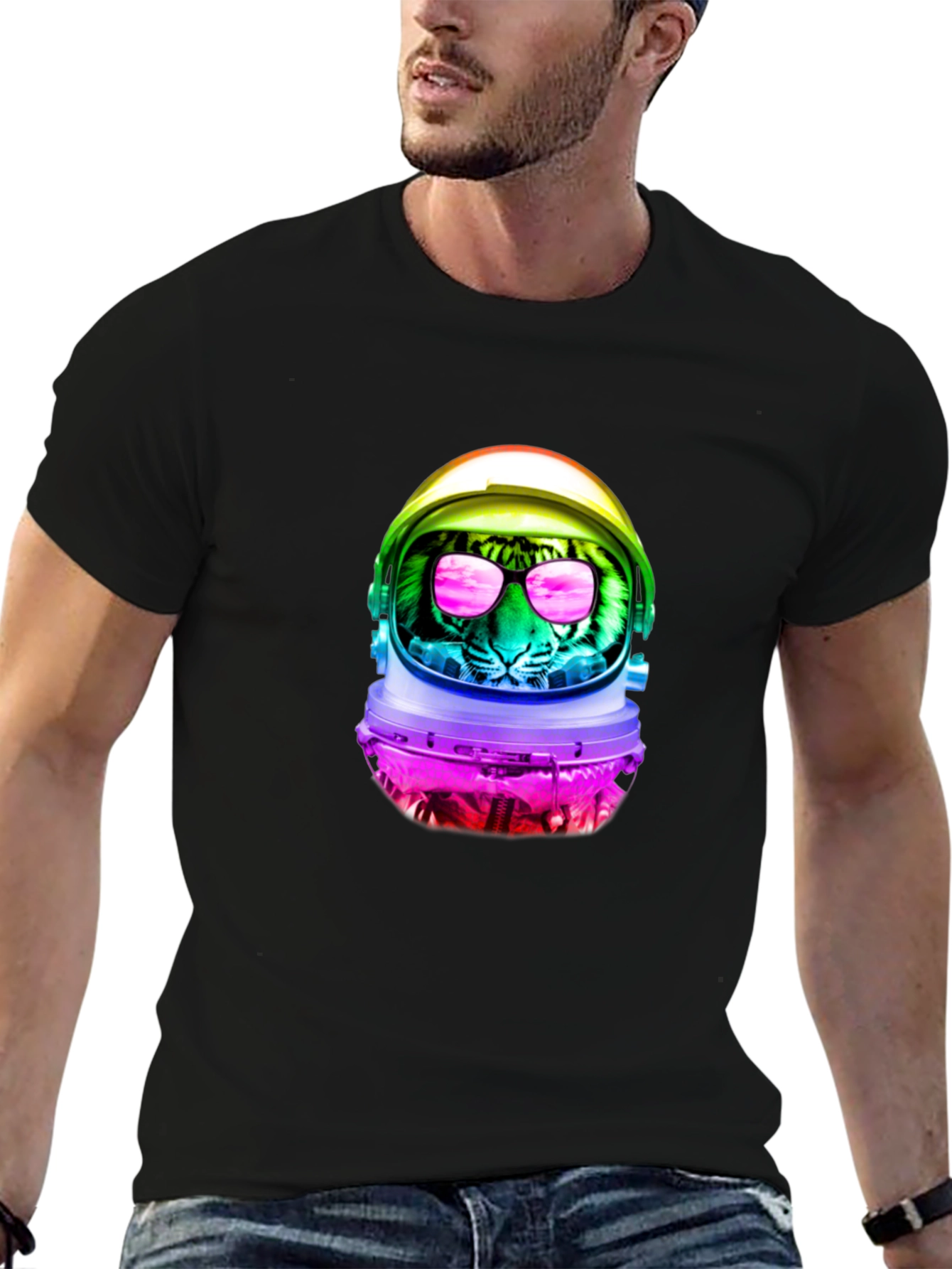 Astronaut Tiger Graphic Tee - Unique Design