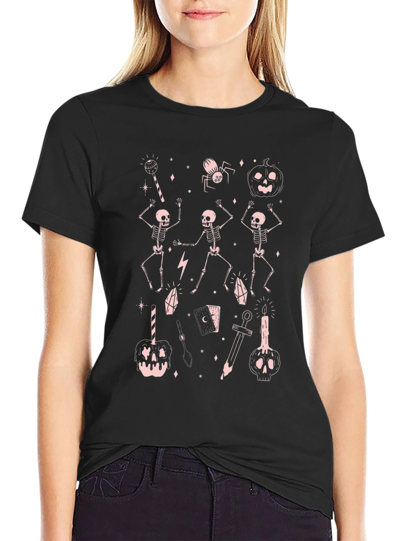 Halloween Skeleton Graphic Tee - Black Unisex T-Shirt