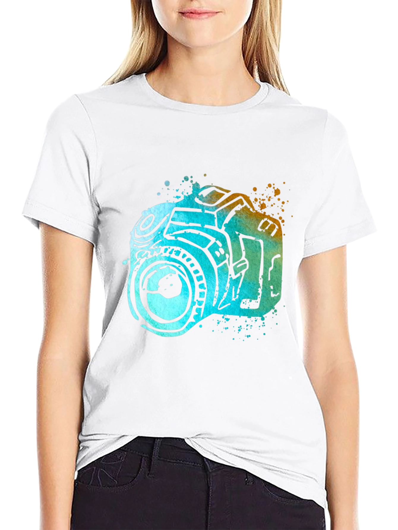 Camera Watercolor Graphic T-Shirt