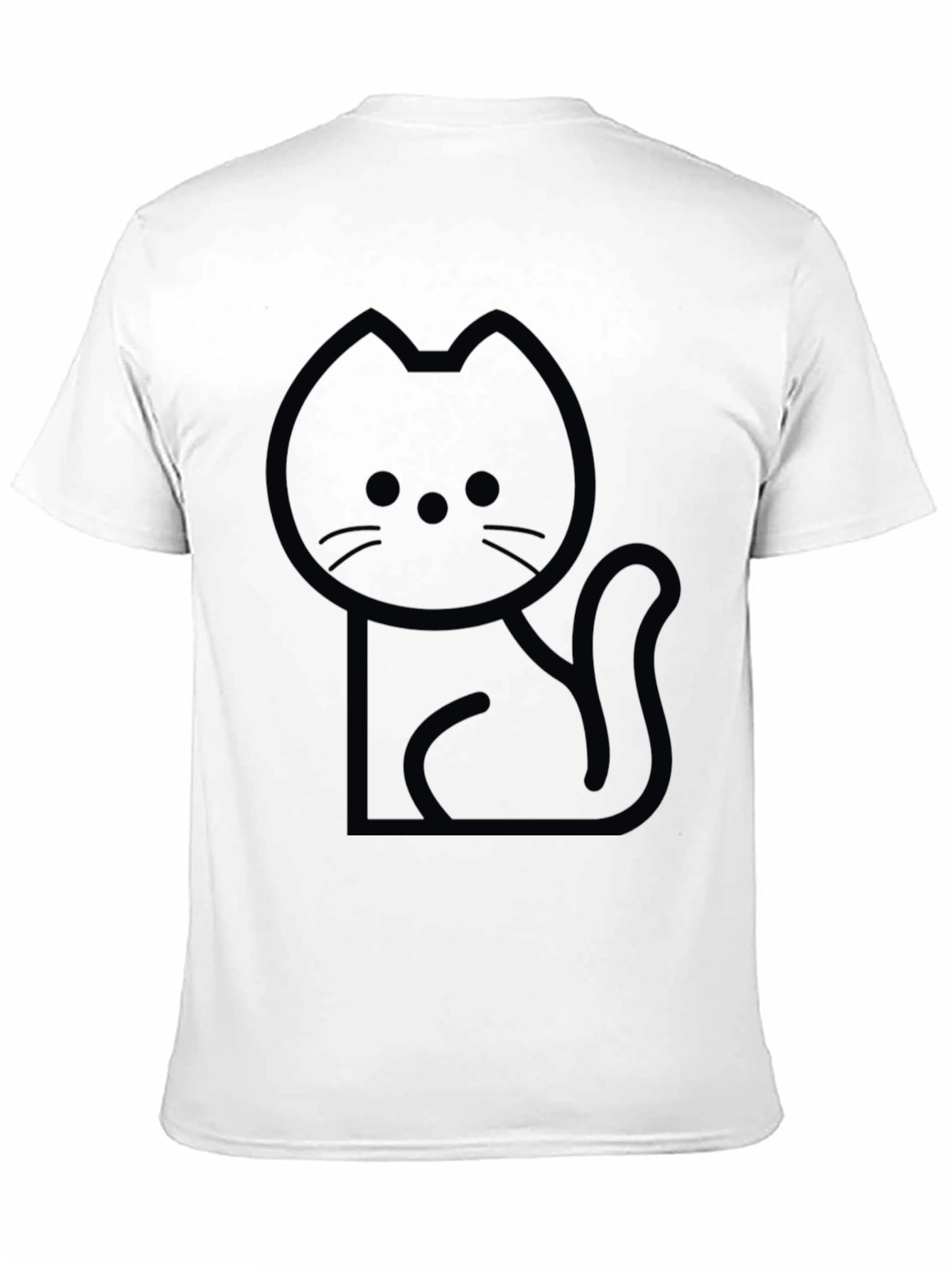 Minimalist Cat Graphic Black T-Shirt