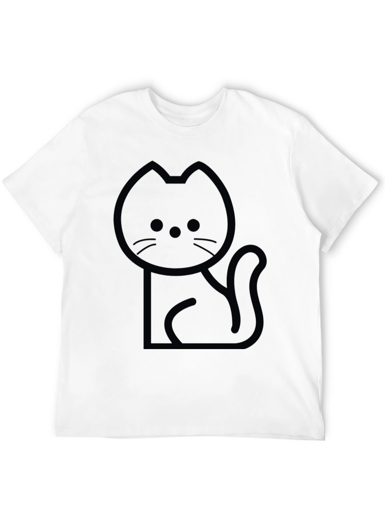 Minimalist Cat Graphic Black T-Shirt