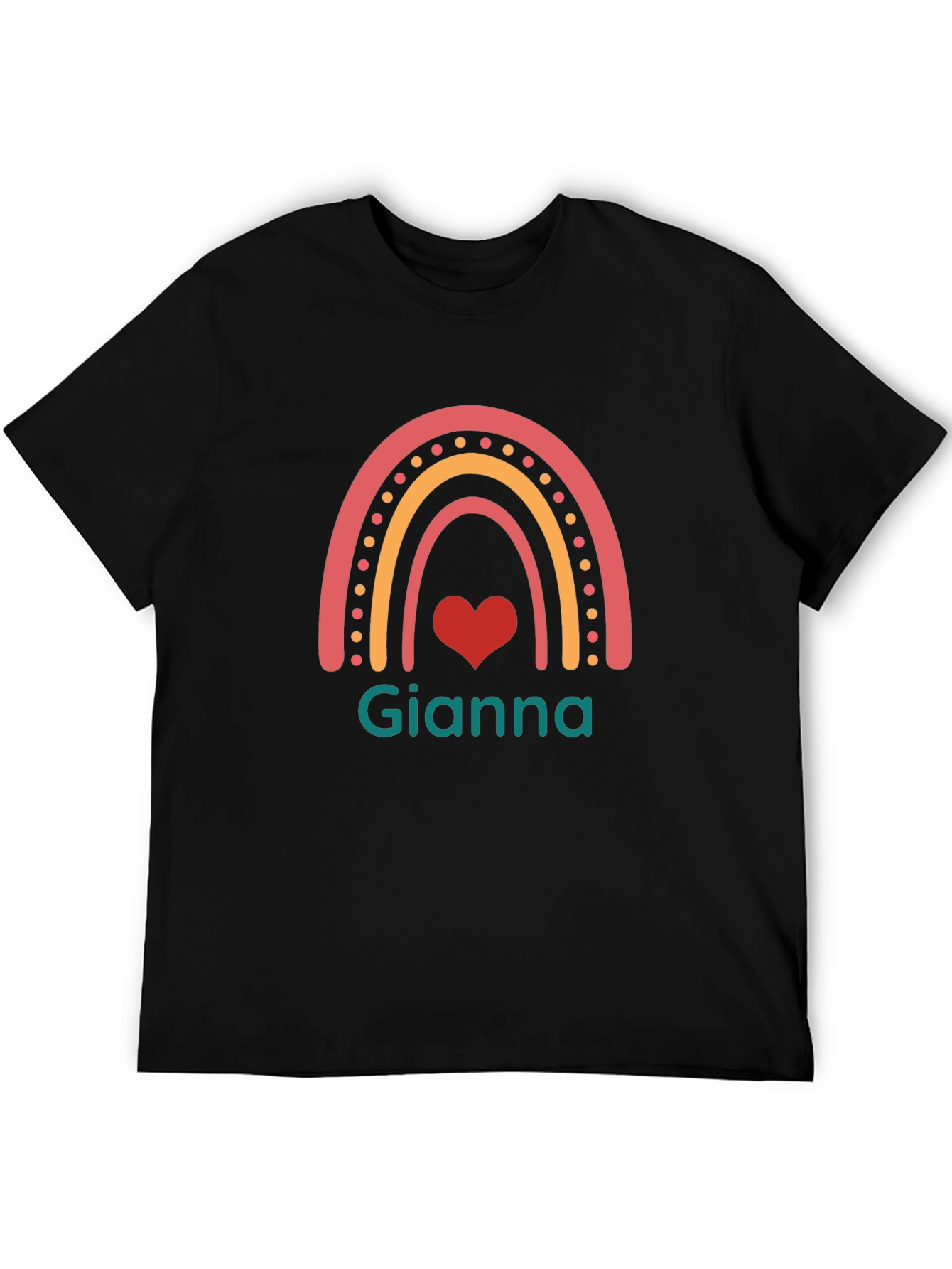 Gianna Rainbow Heart Personalized T-Shirt