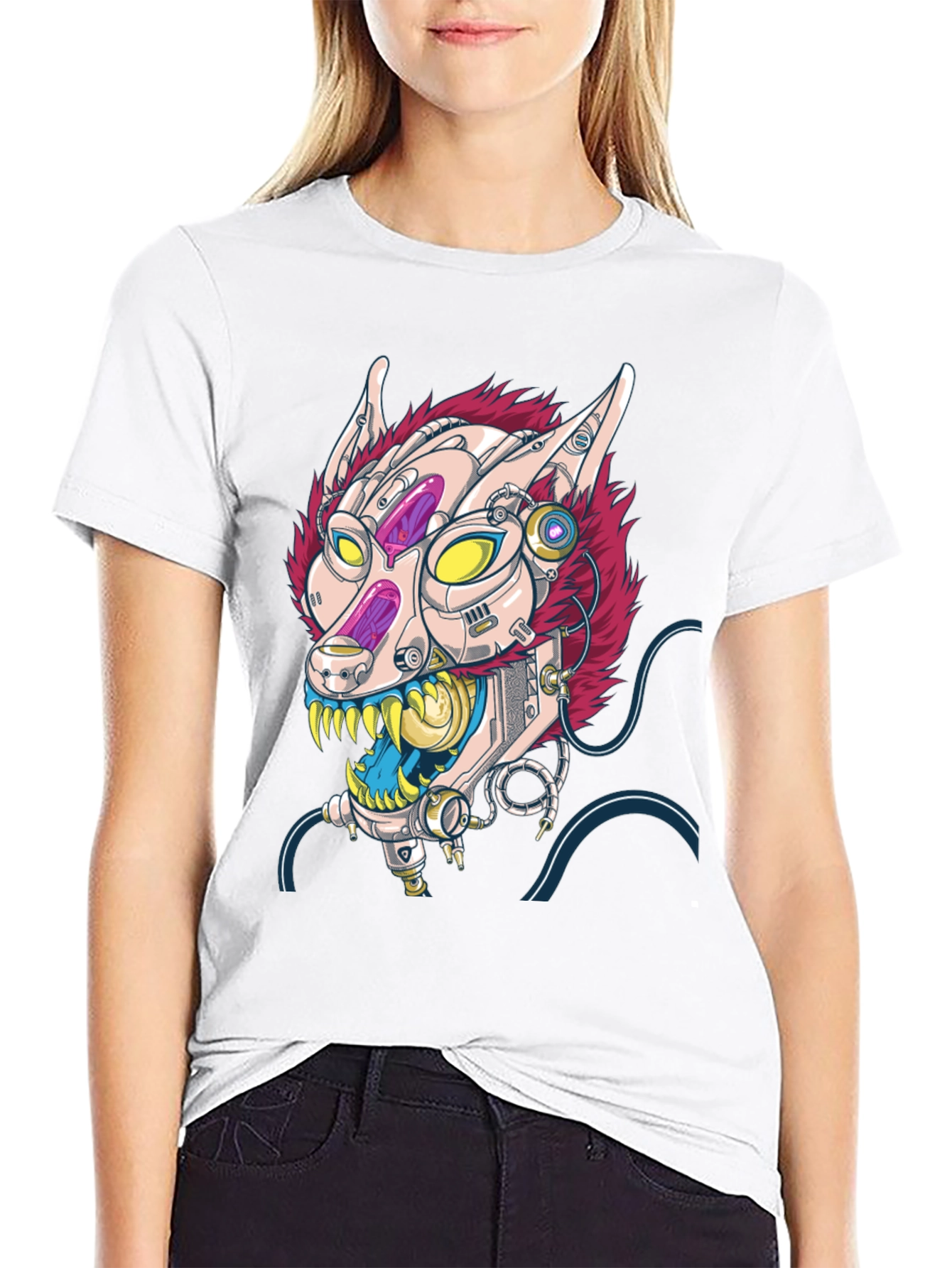 Cyberpunk Cat T-Shirt - Robotic Feline Design