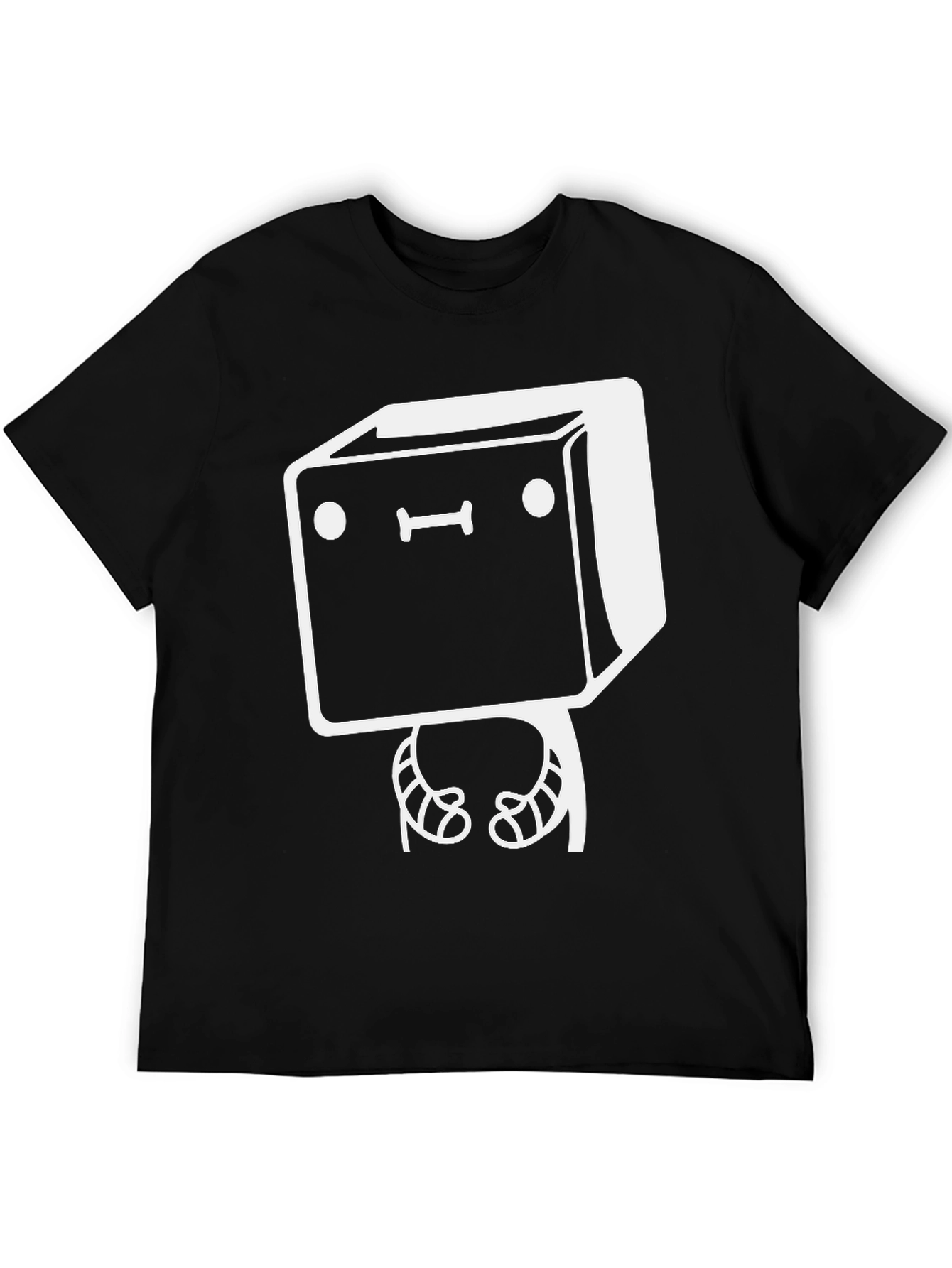 Funny Robot Graphic Tee - Black Cotton Casual Shirt