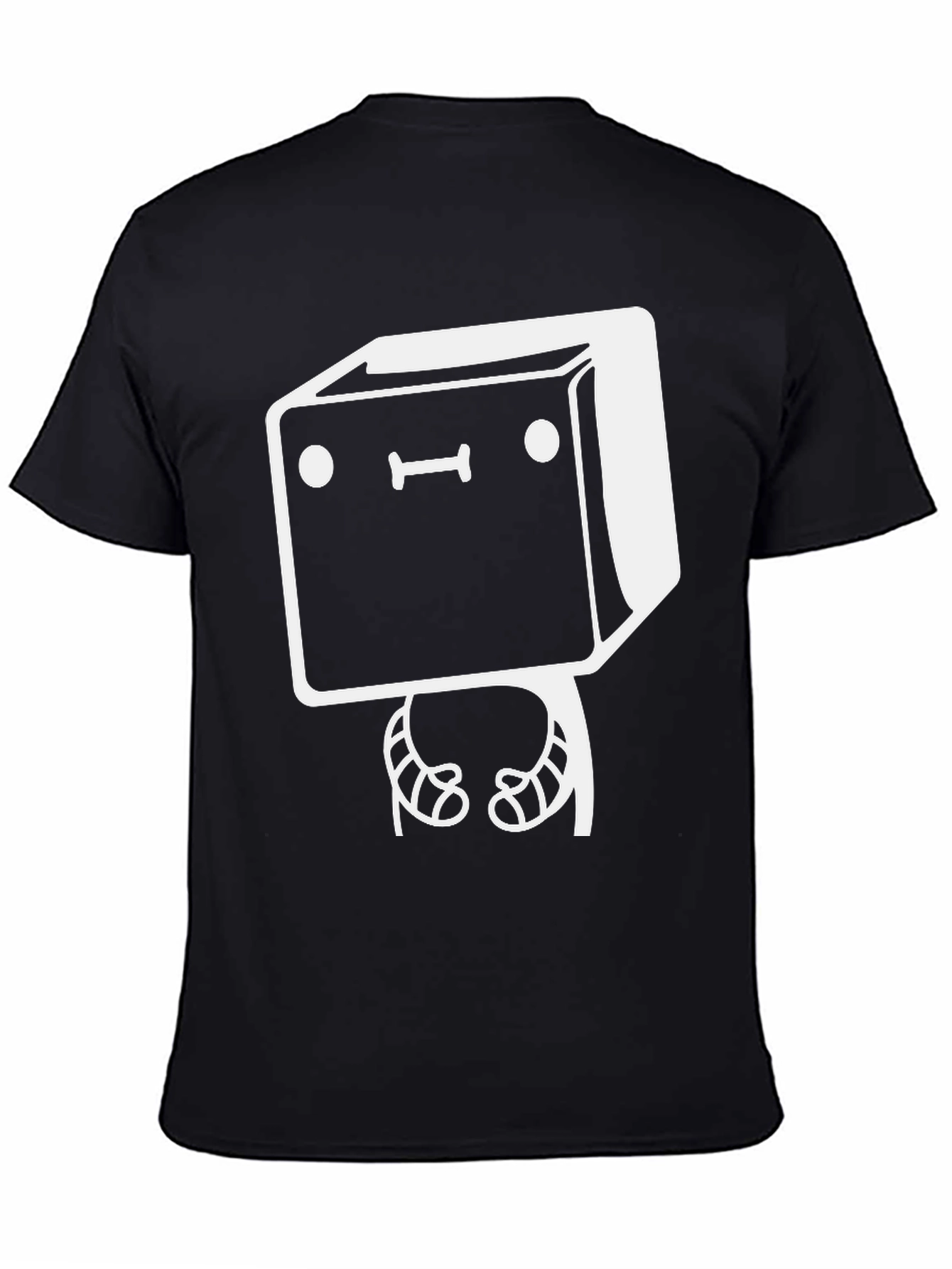 Funny Robot Graphic Tee - Black Cotton Casual Shirt