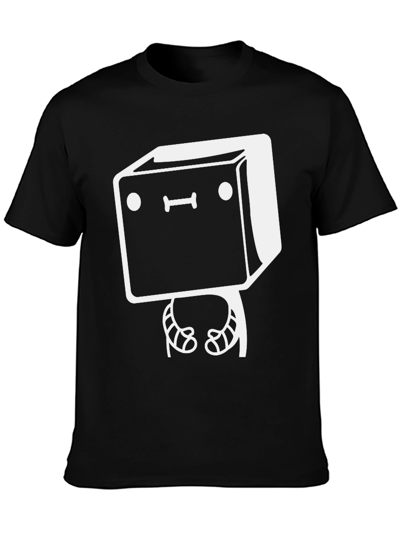 Funny Robot Graphic Tee - Black Cotton Casual Shirt