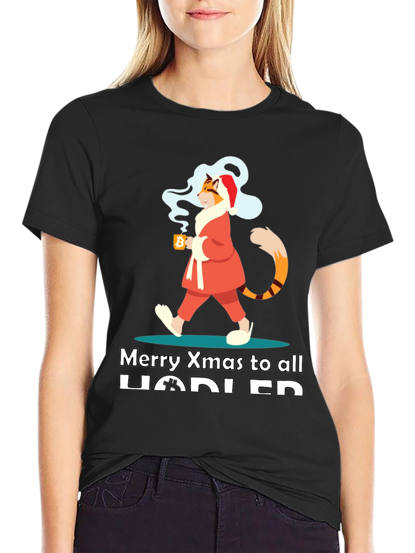 Crypto Christmas Cat HODLER T-Shirt