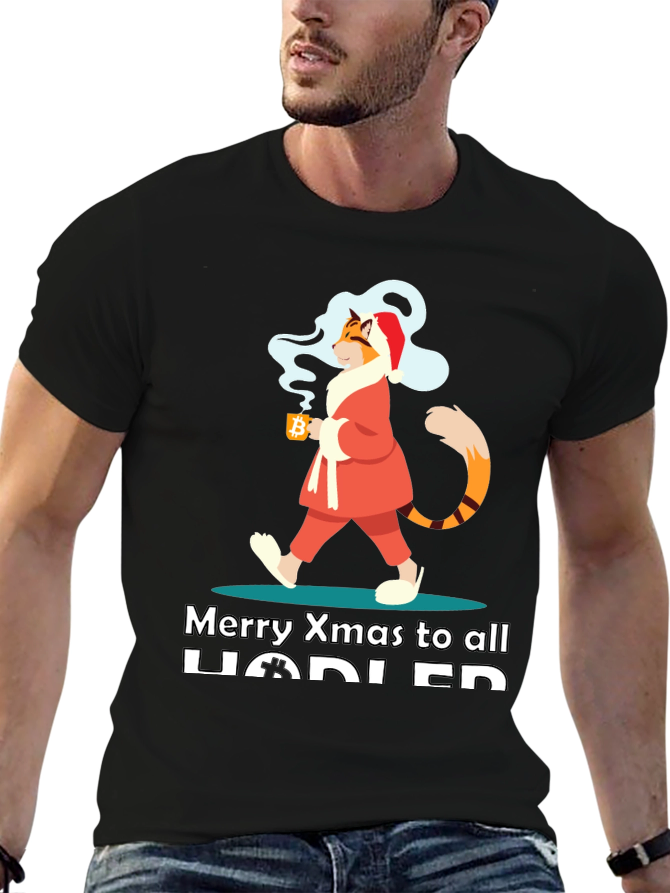 Crypto Christmas Cat HODLER T-Shirt
