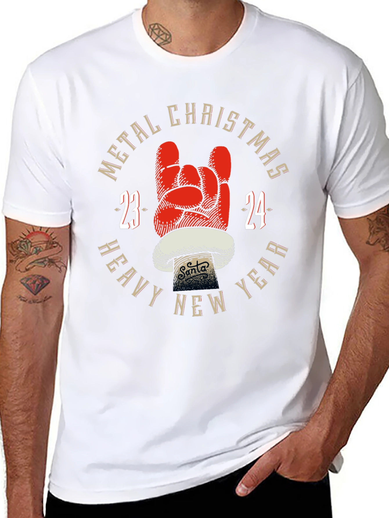 Metal Christmas Heavy New Year 2024 Black T-Shirt