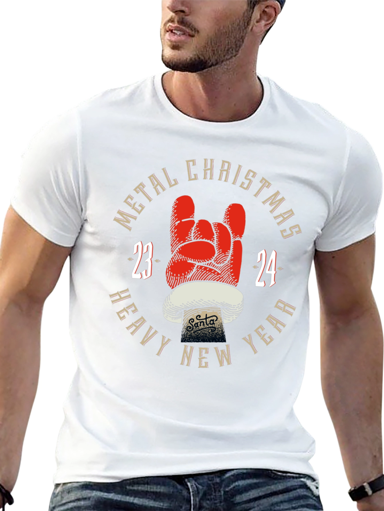 Metal Christmas Heavy New Year 2024 Black T-Shirt