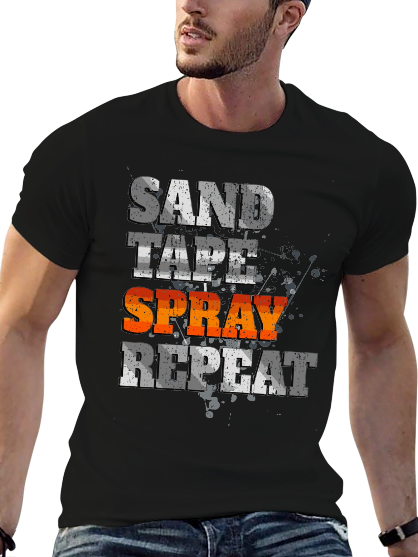 Sand Tape Spray Repeat - Graphic Tee