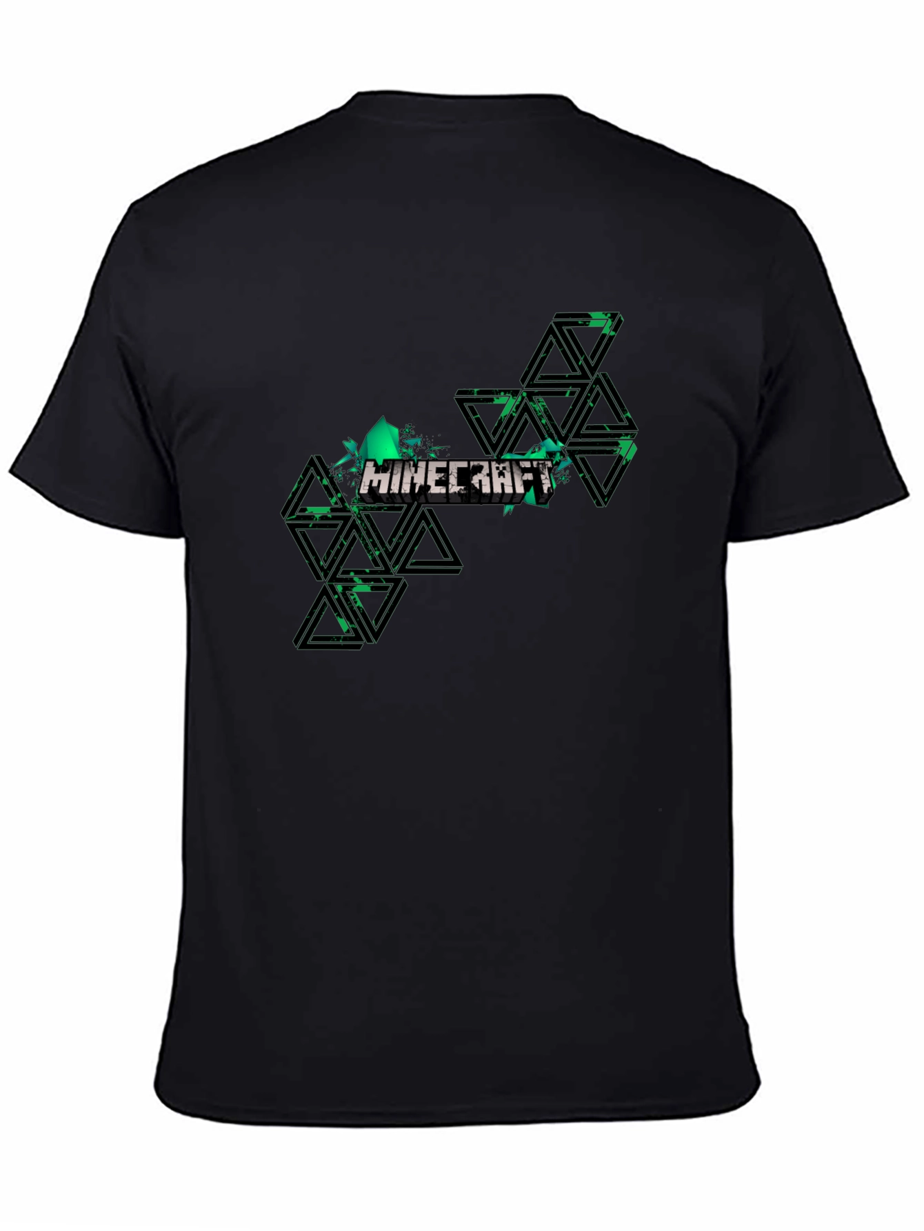 Minecraft Graphic Tee - Black Cotton Casual Shirt