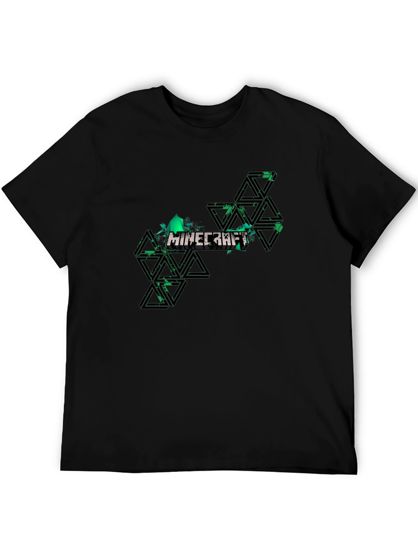 Minecraft Graphic Tee - Black Cotton Casual Shirt