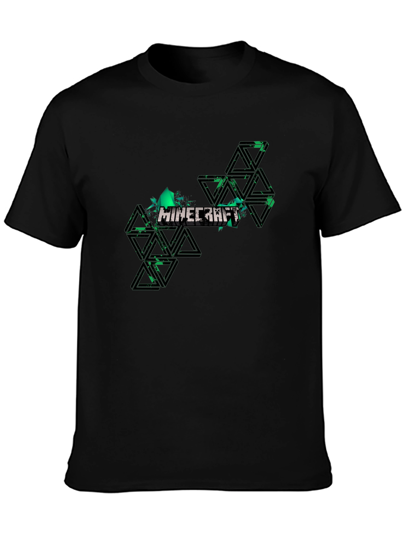 Minecraft Graphic Tee - Black Cotton Casual Shirt