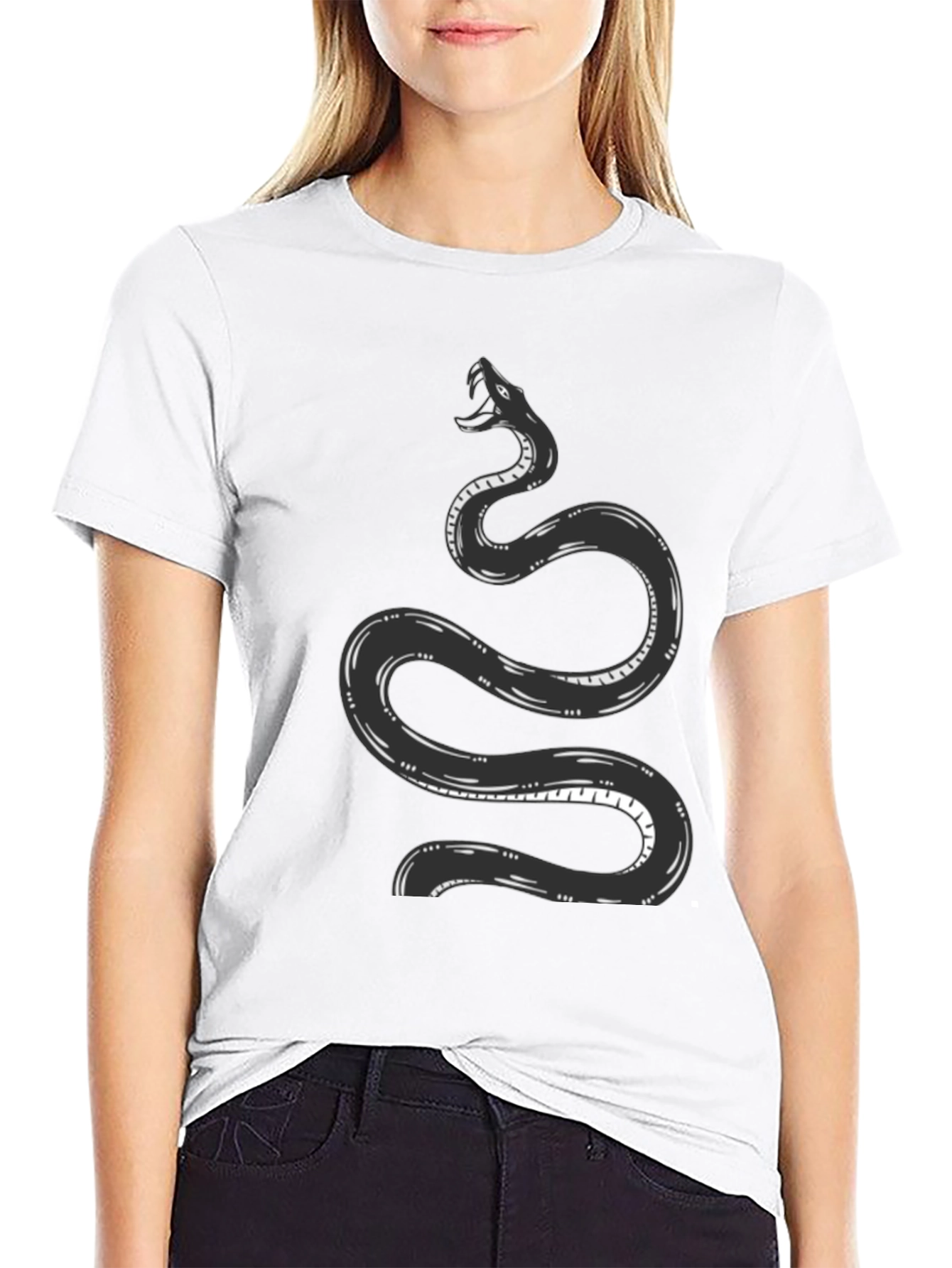 Snake Graphic Tee - Black Cotton T-Shirt