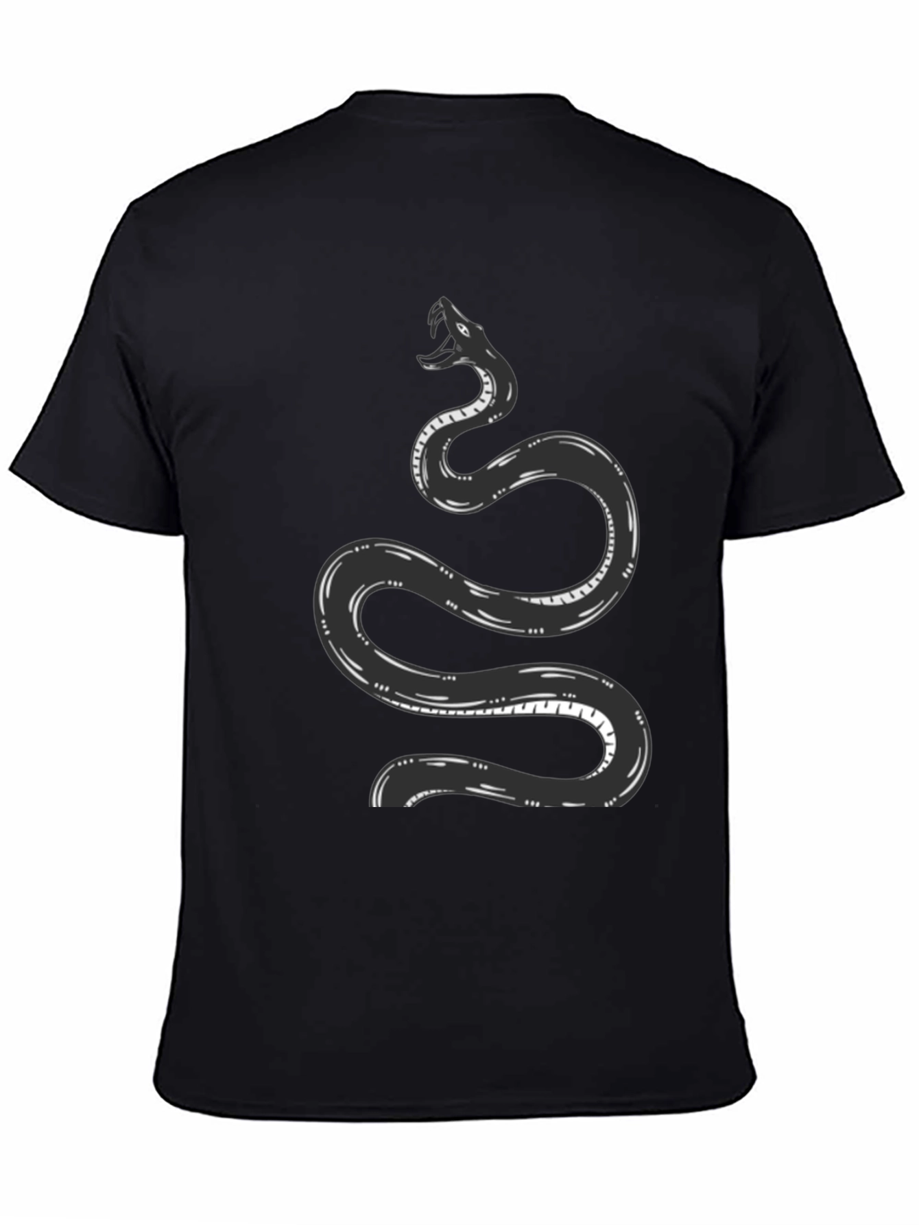 Snake Graphic Tee - Black Cotton T-Shirt