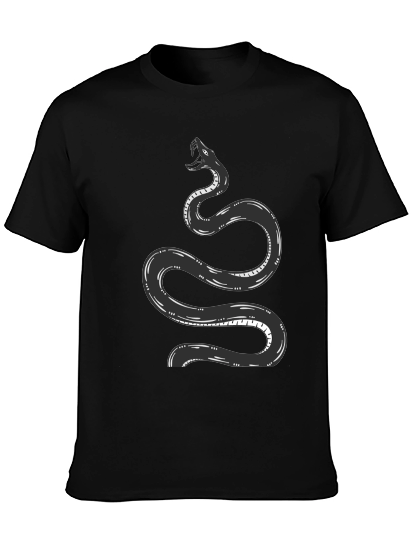 Snake Graphic Tee - Black Cotton T-Shirt