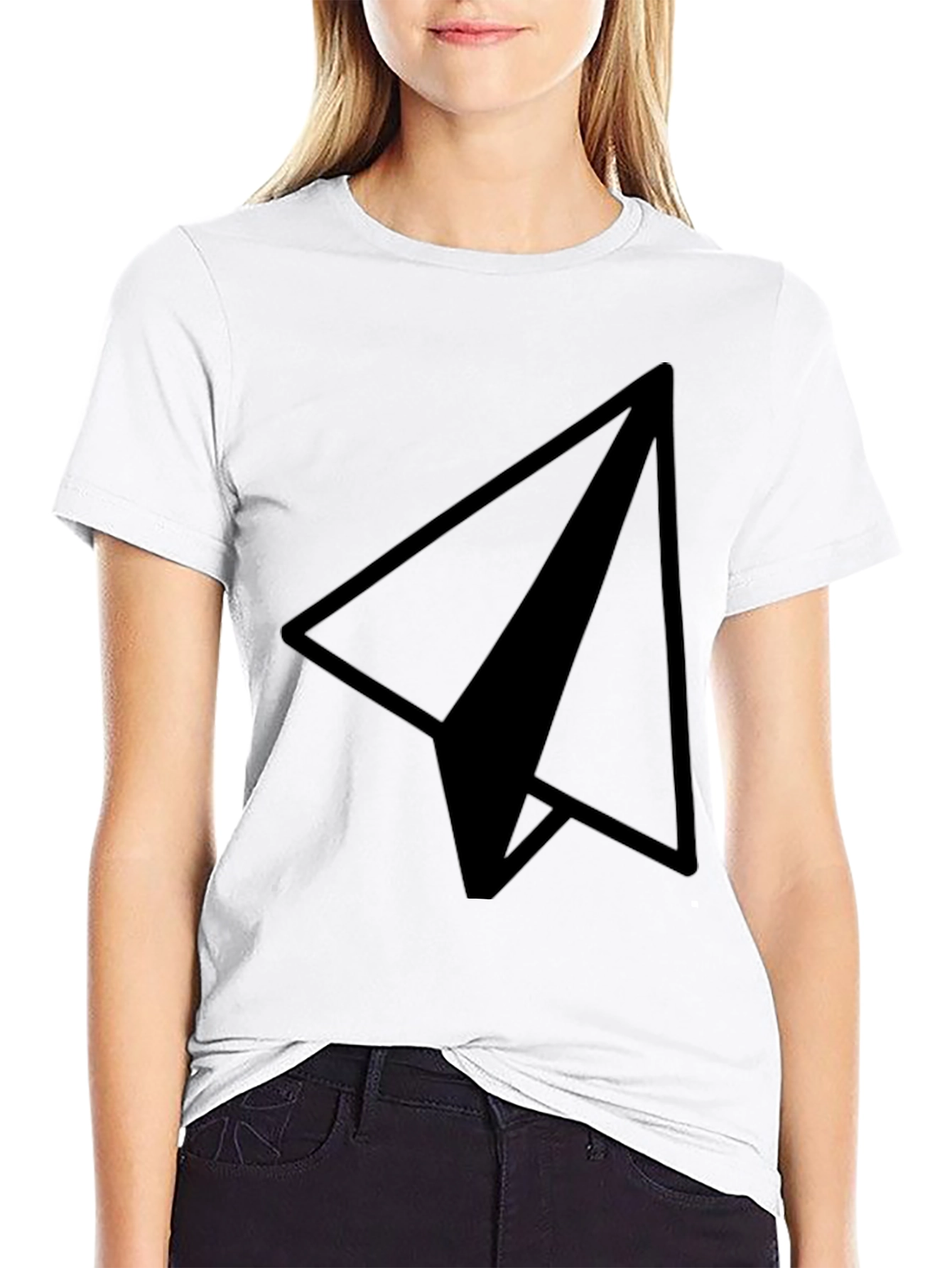 Black Paper Plane Graphic Tee - Modern Style