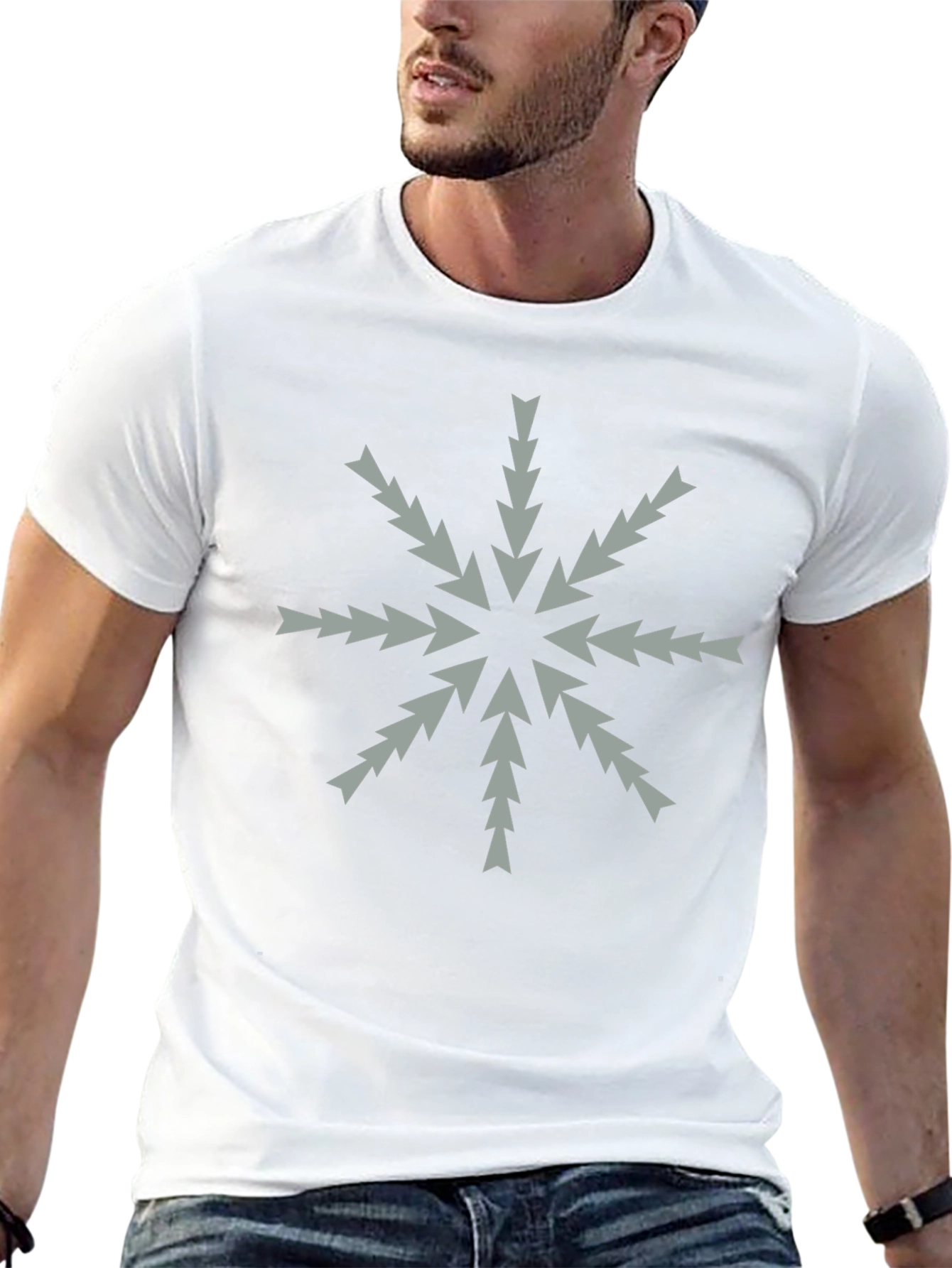 Arrow Snowflake Tee - Stylish Black Crew Neck T-Shirt
