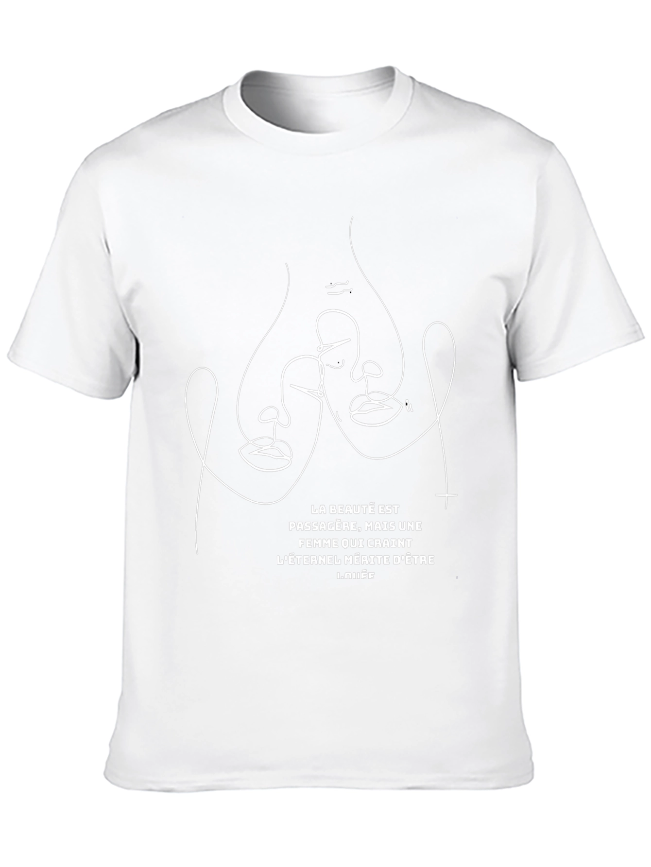 Abstract Face Line Art Graphic T-Shirt - Black