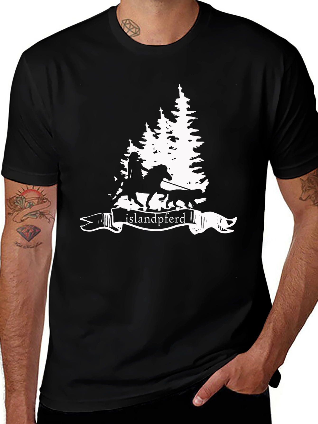 Islandpferd Forest Graphic Tee - Black