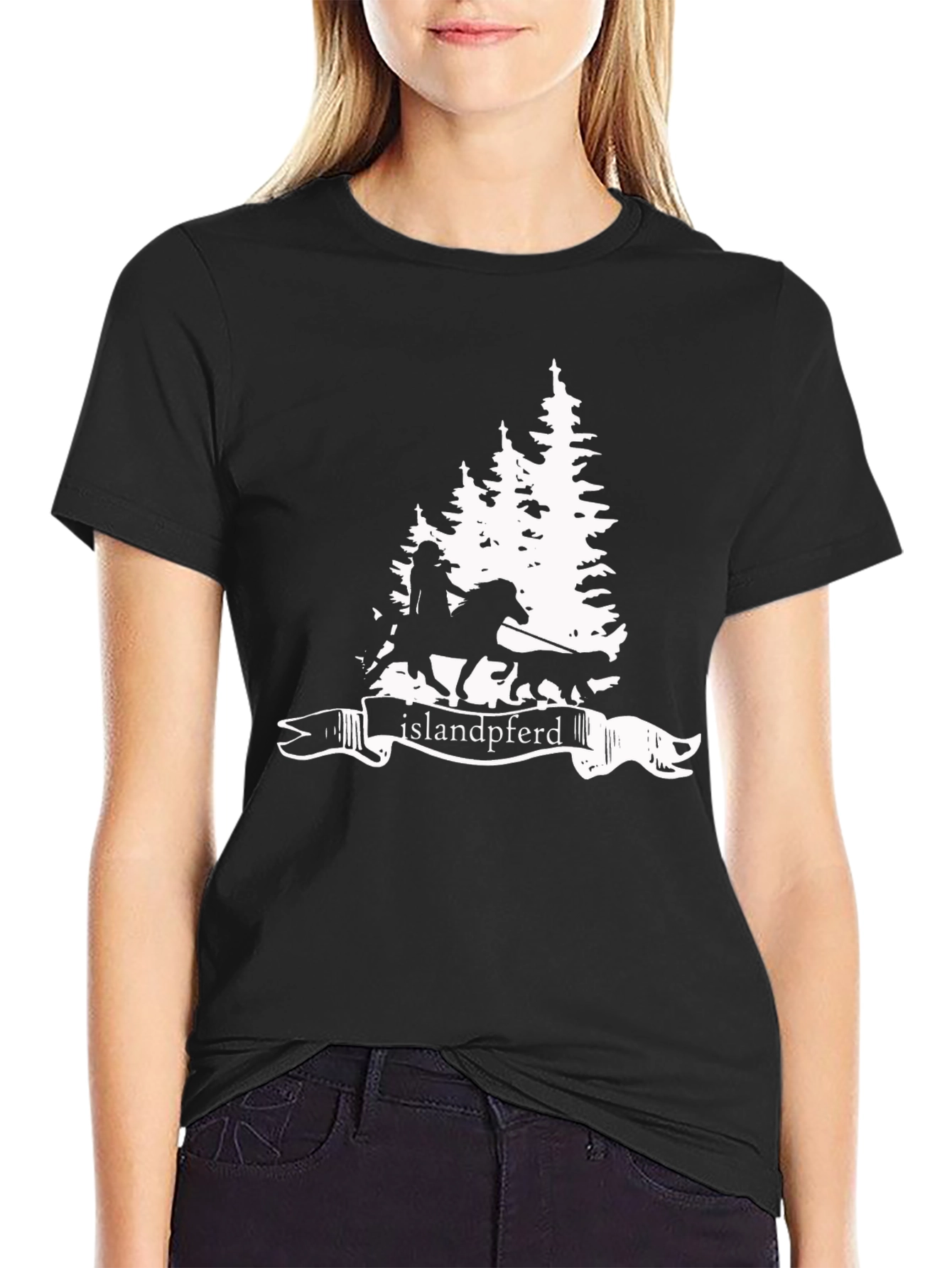 Islandpferd Forest Graphic Tee - Black