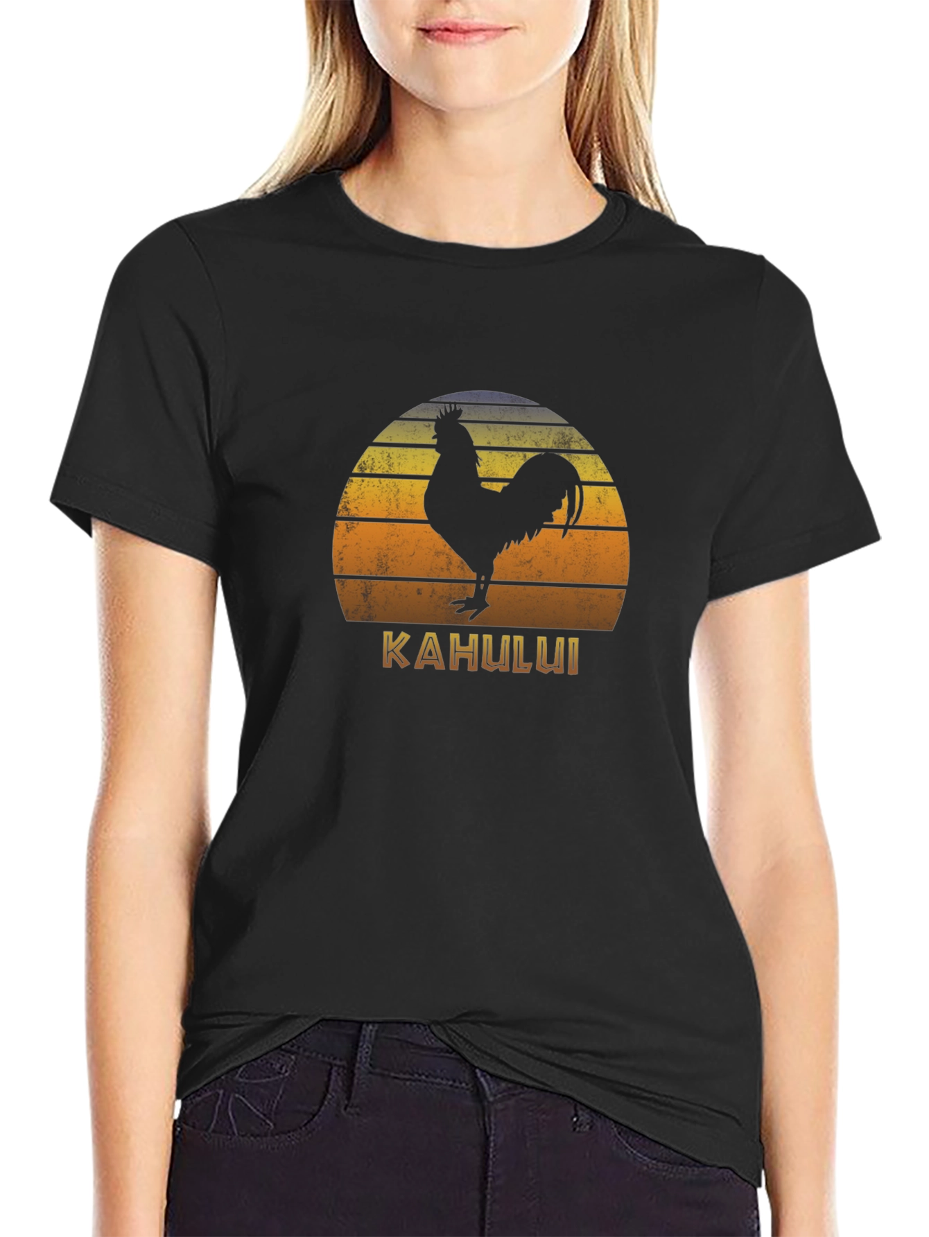 Kahului Rooster Retro Sunset T-Shirt
