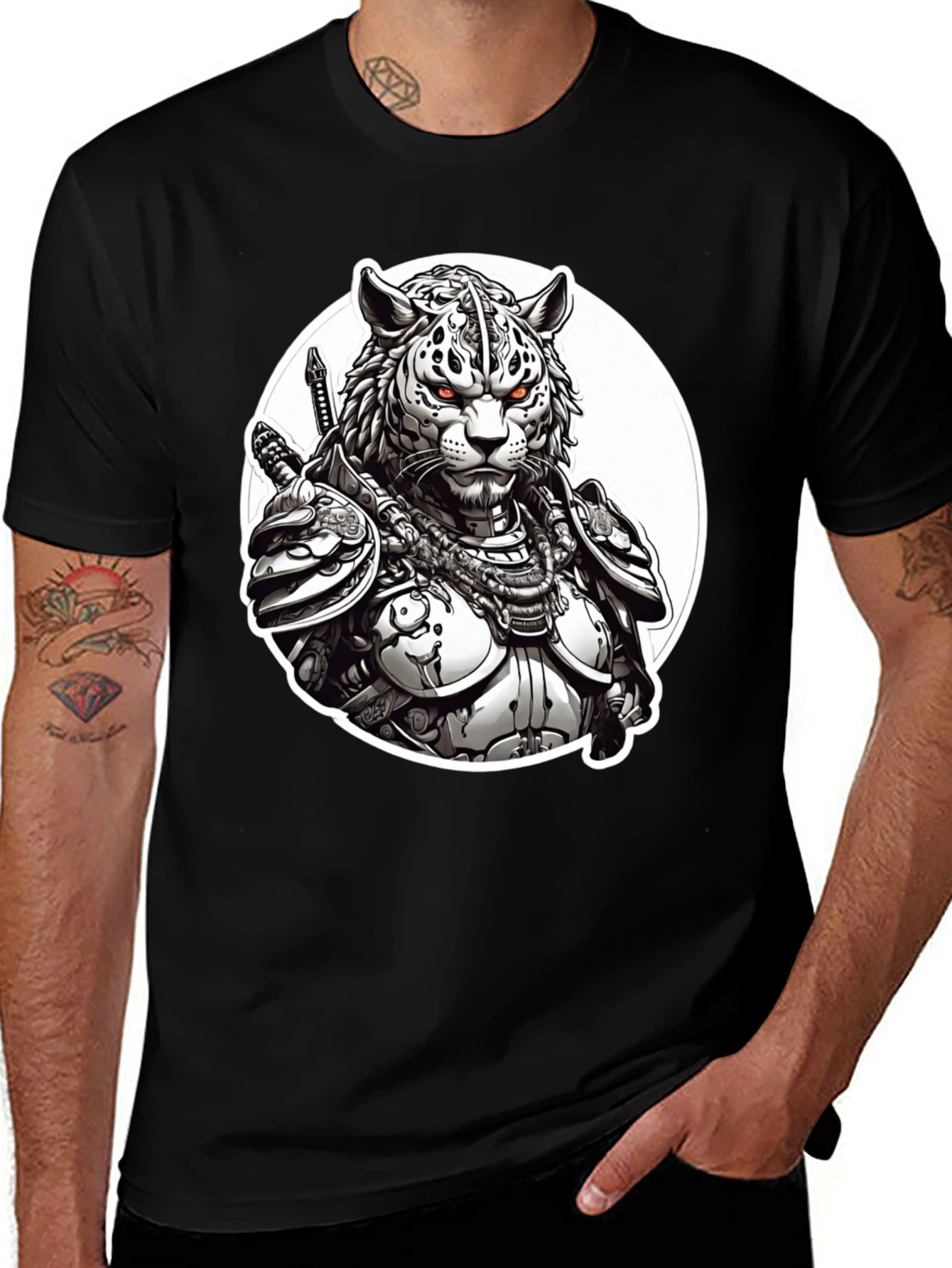 Tiger Samurai Black T-Shirt