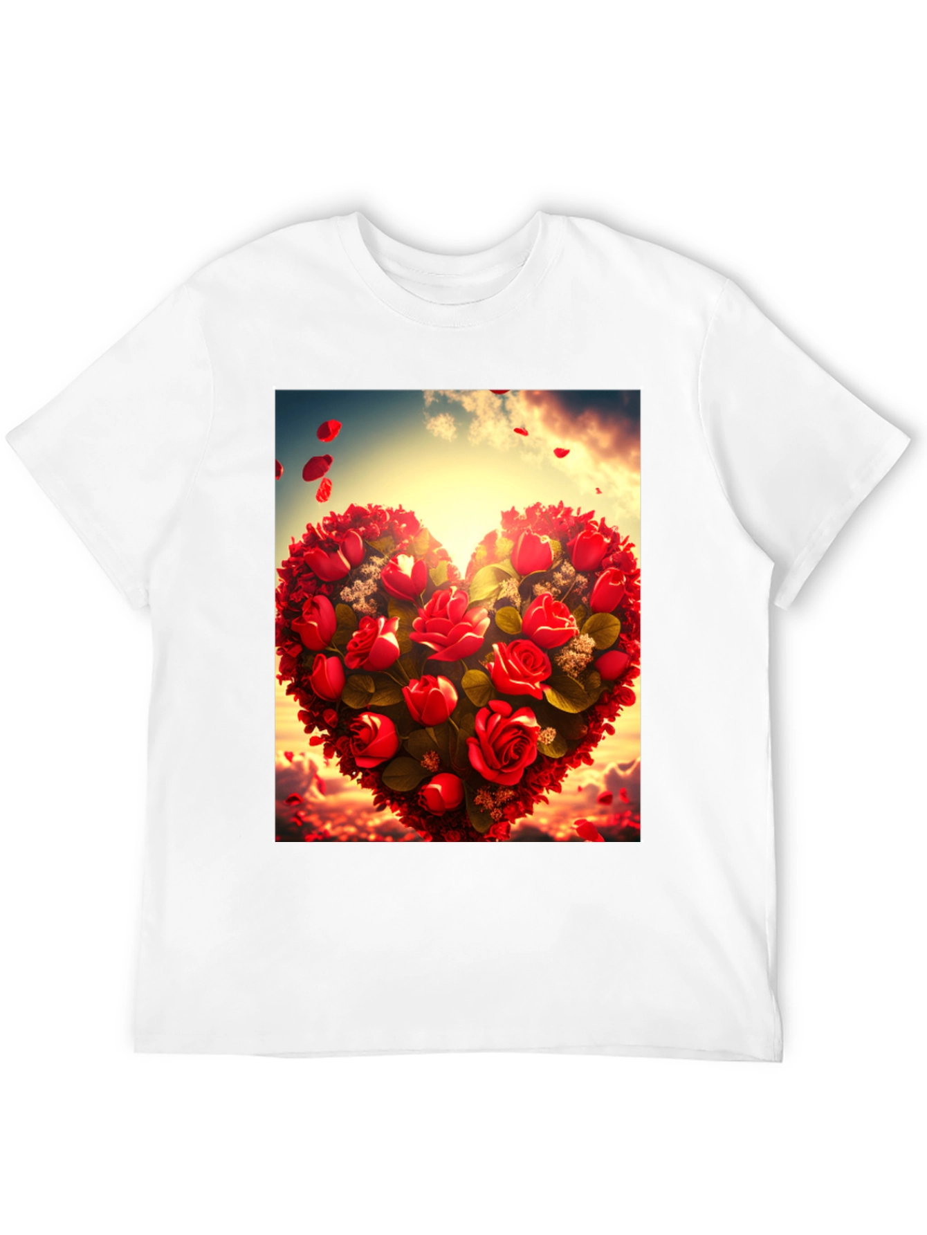Romantic Rose Heart Graphic Tee - Black
