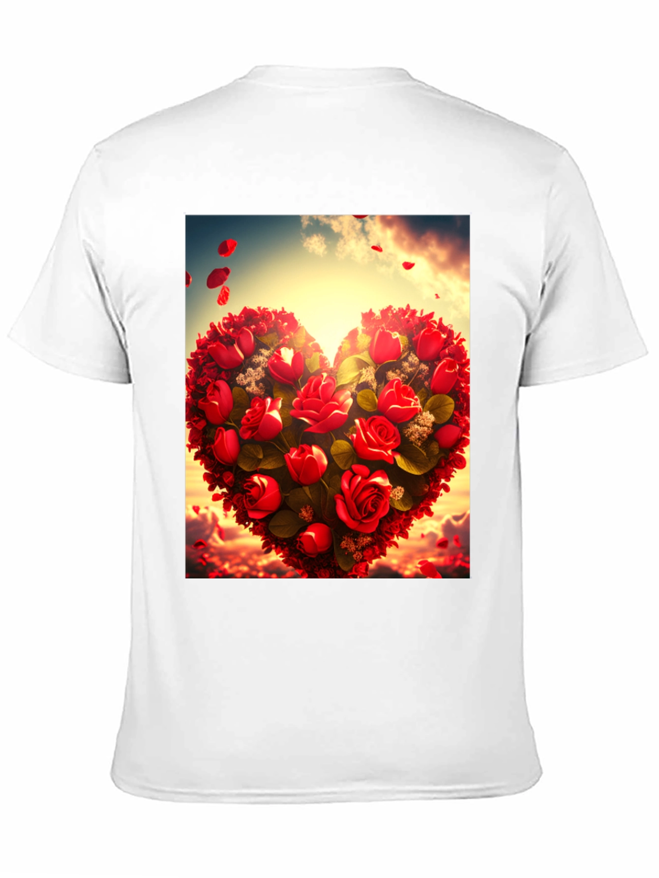 Romantic Rose Heart Graphic Tee - Black