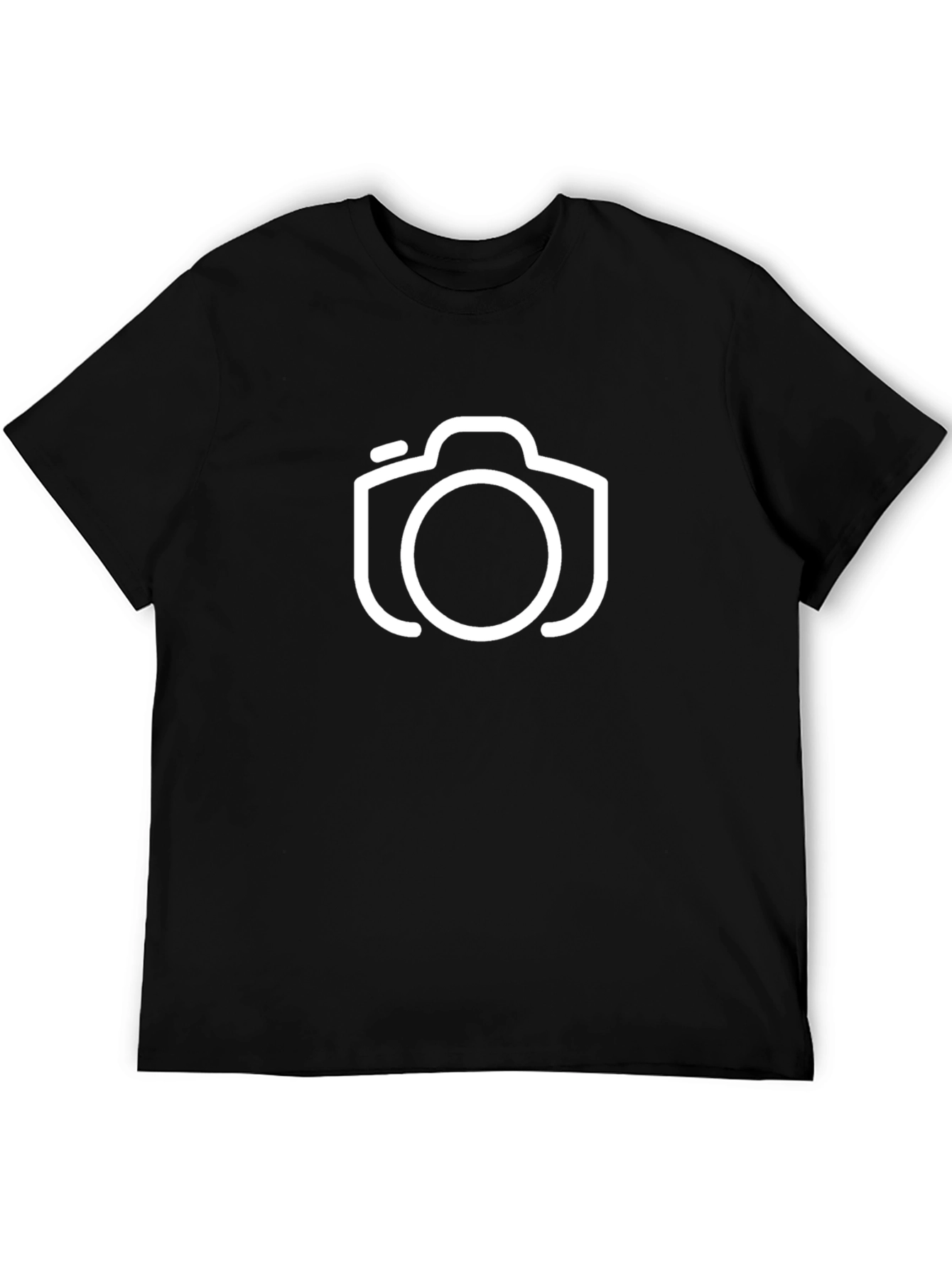 Camera Icon Graphic Tee - Black Cotton T-Shirt