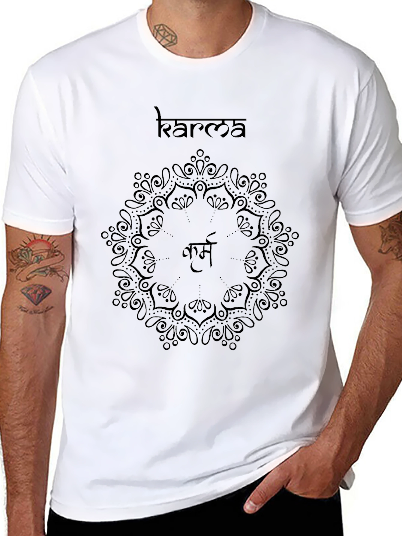 Karma Mandala Graphic Tee - Black