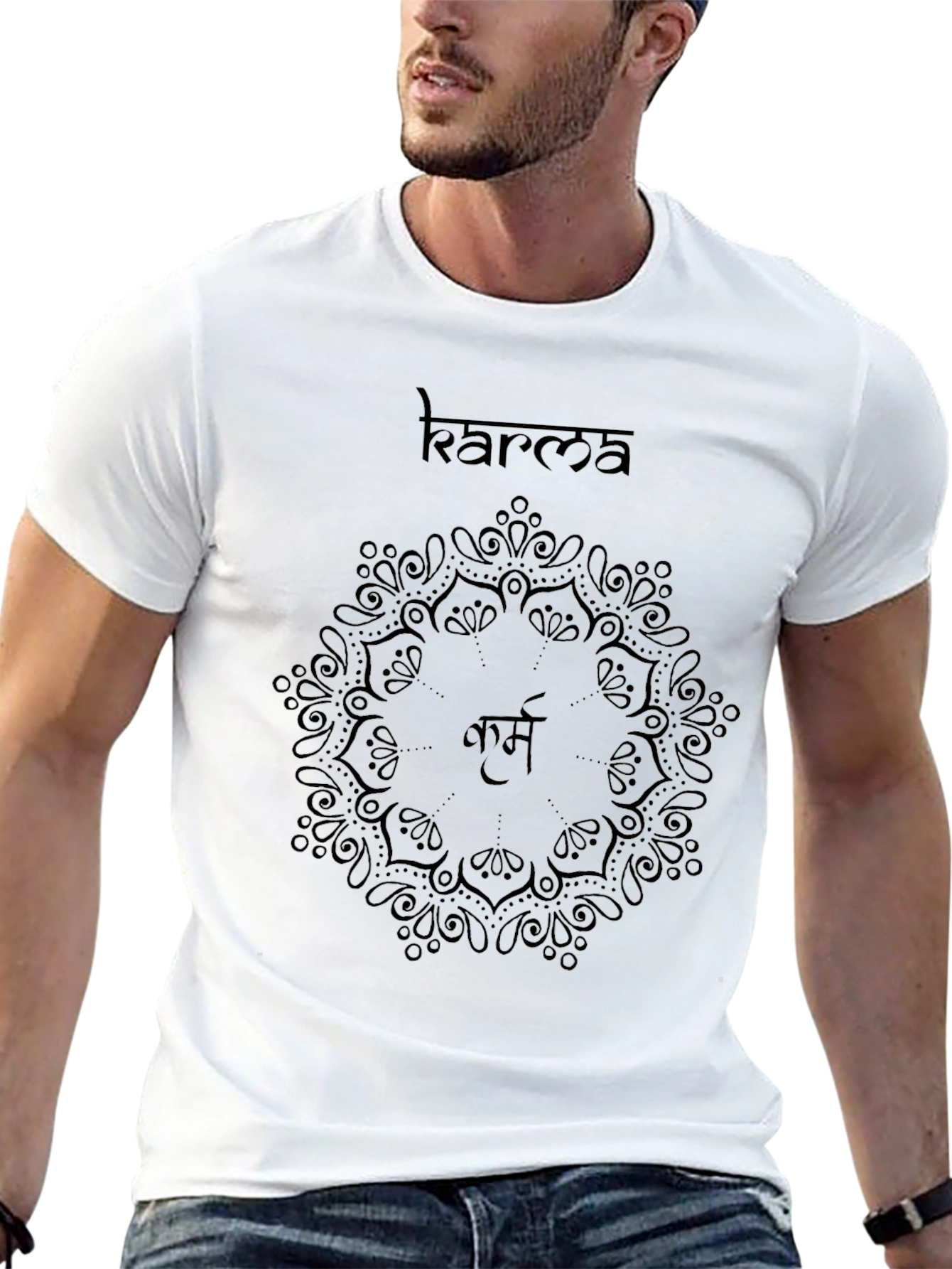 Karma Mandala Graphic Tee - Black