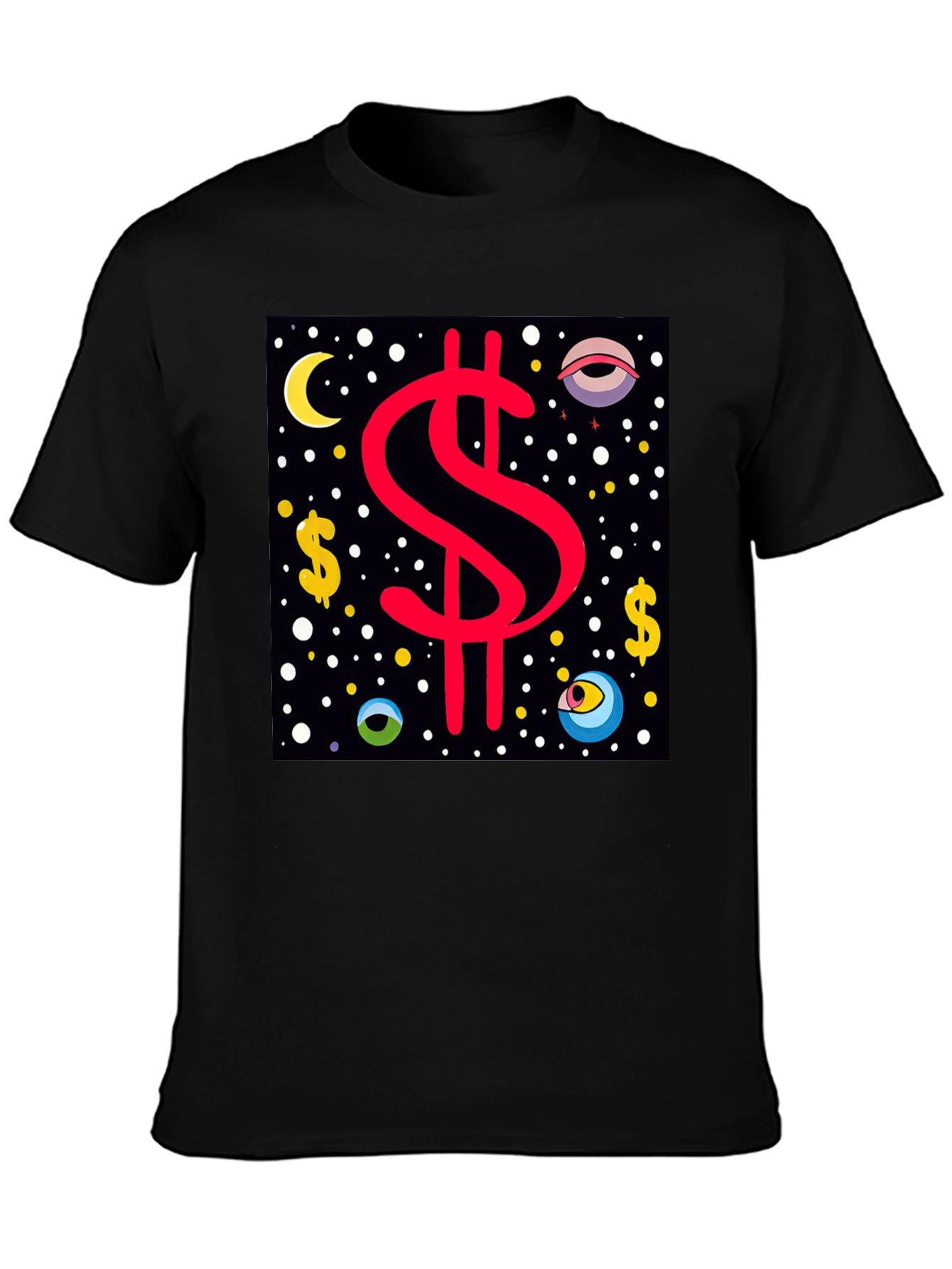 Dollar Sign Graphic Tee - Black Cotton