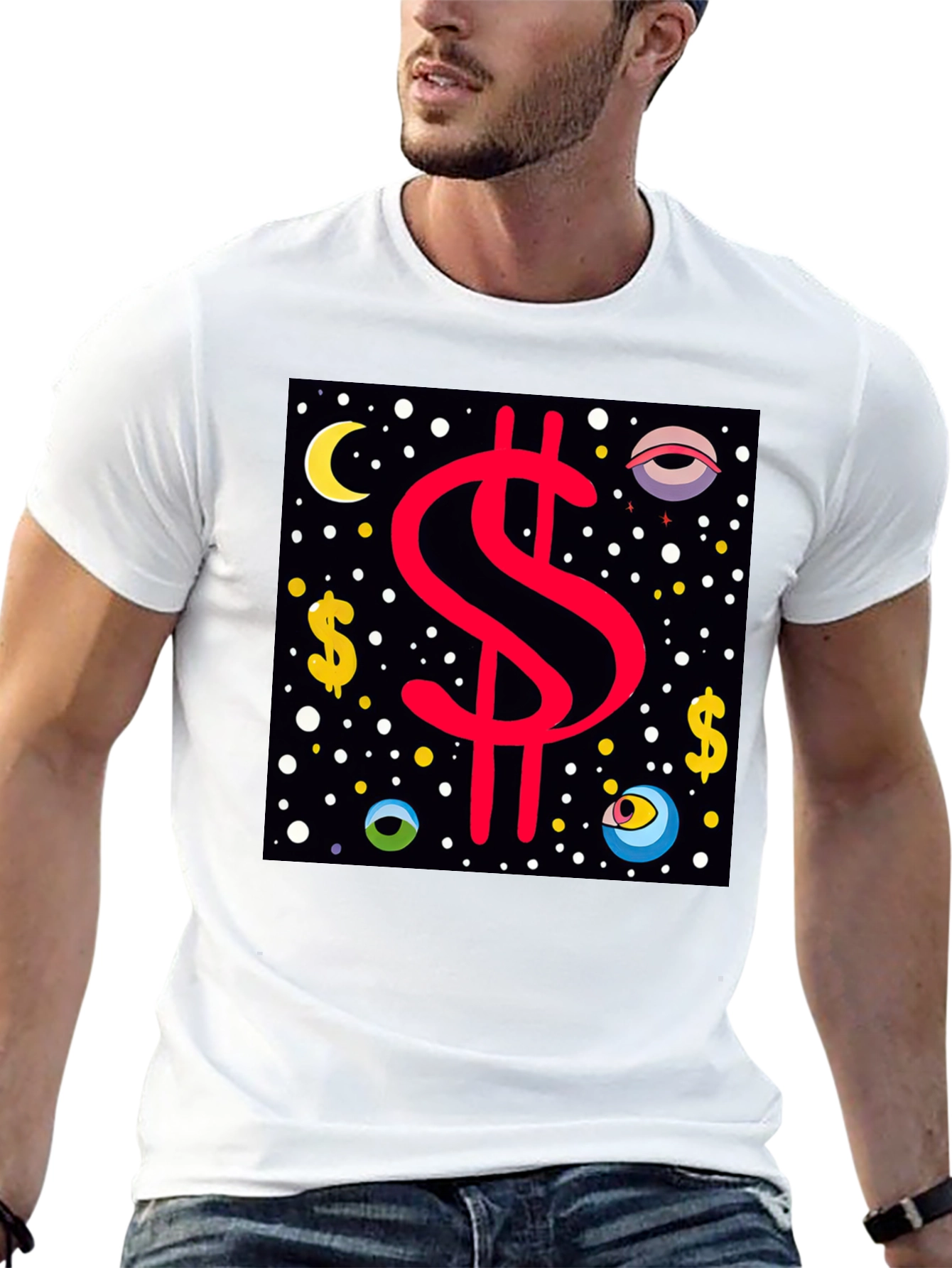 Dollar Sign Graphic Tee - Black Cotton
