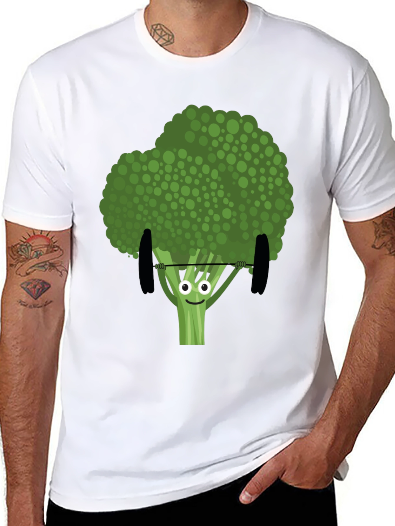 Broccoli Weightlifting Funny Graphic Tee
