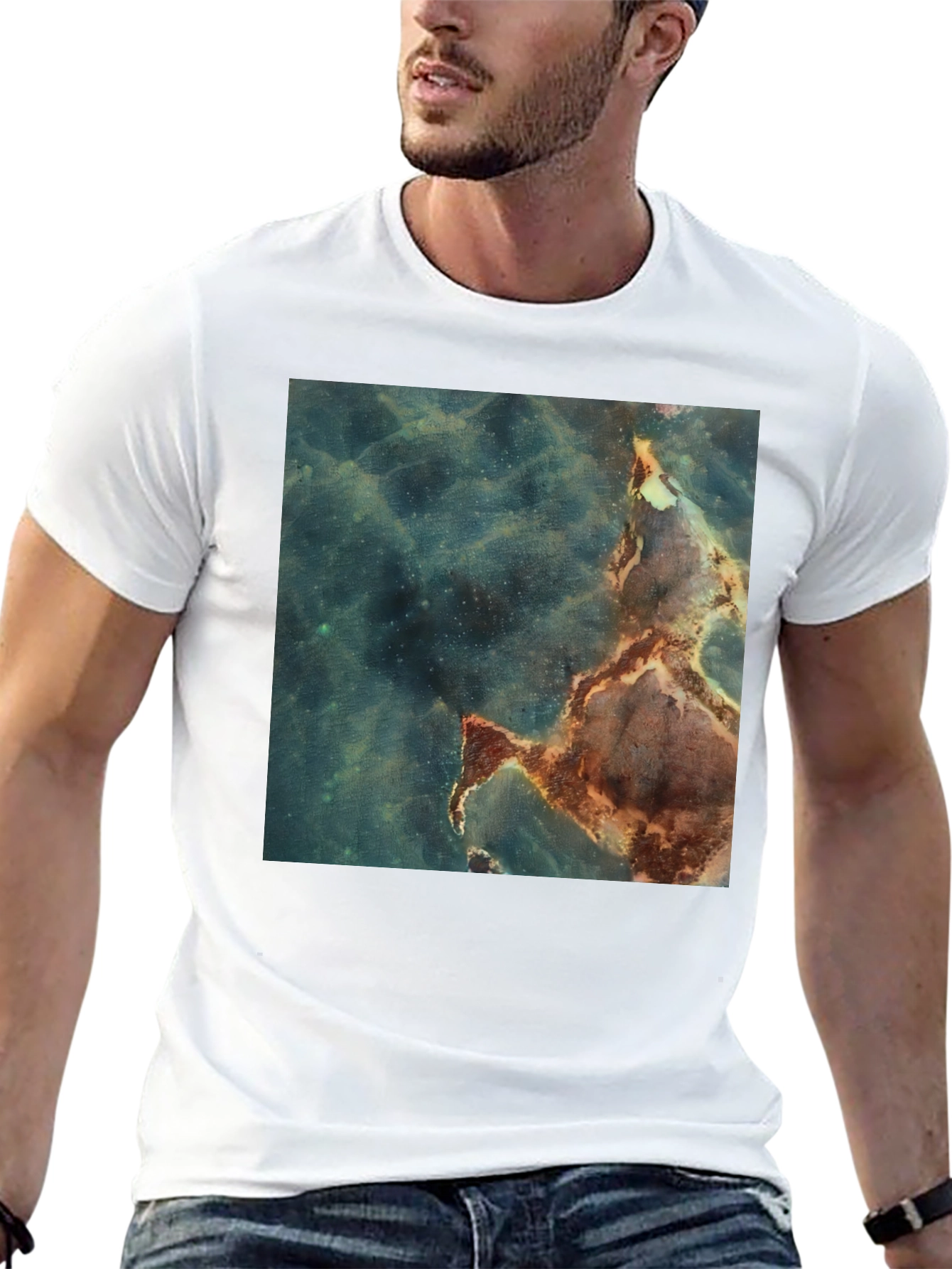 Nebula Print Black T-Shirt - Unique Graphic Tee