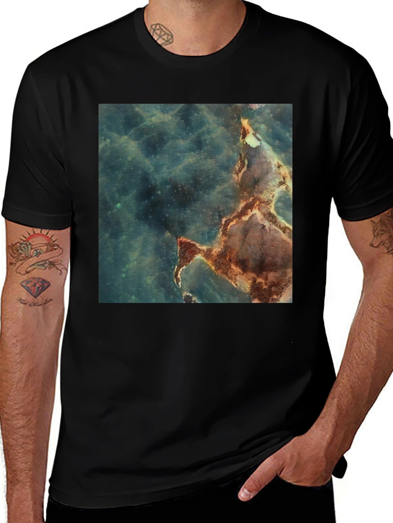 Nebula Print Black T-Shirt - Unique Graphic Tee