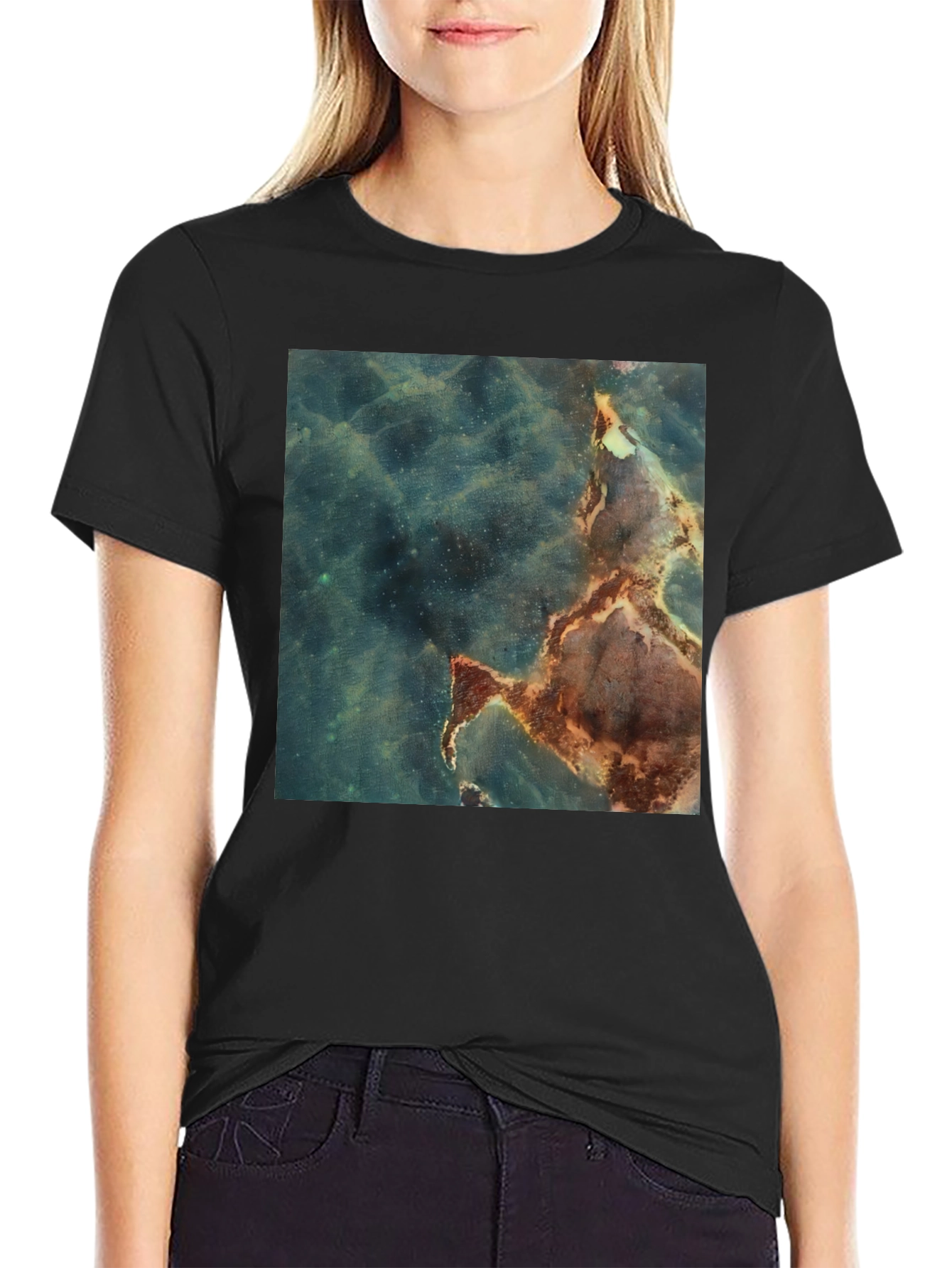 Nebula Print Black T-Shirt - Unique Graphic Tee
