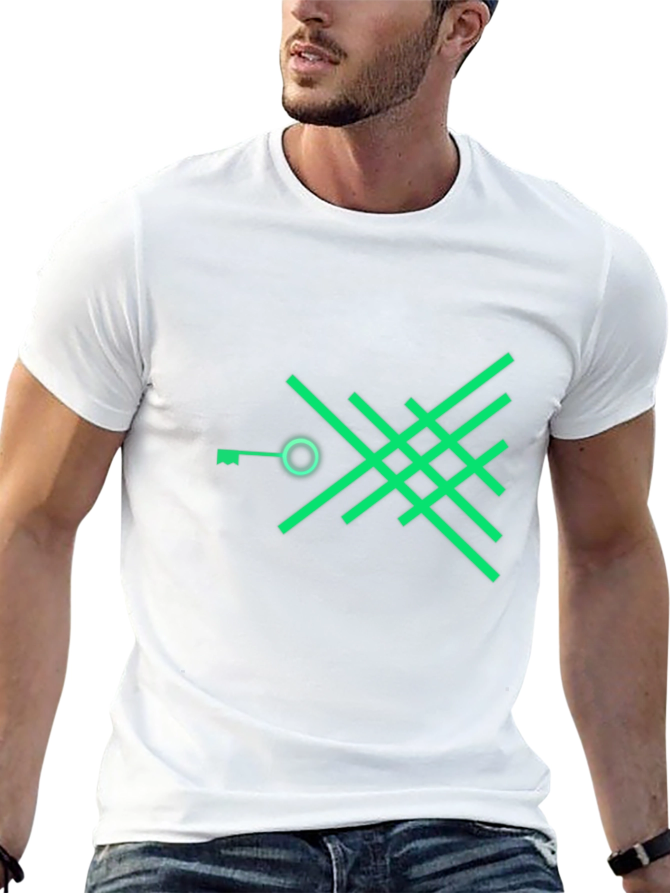 Abstract Key Graphic Tee - Modern Black T-Shirt