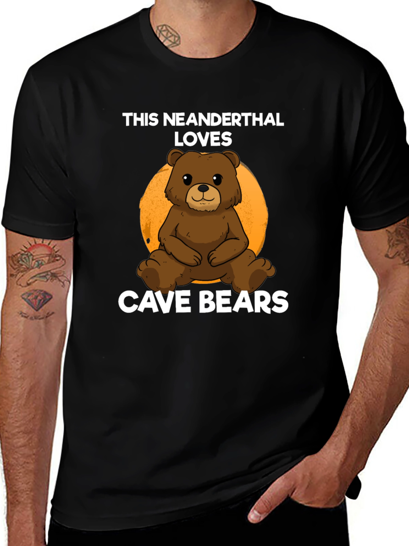 Neanderthal Loves Cave Bears Graphic T-Shirt