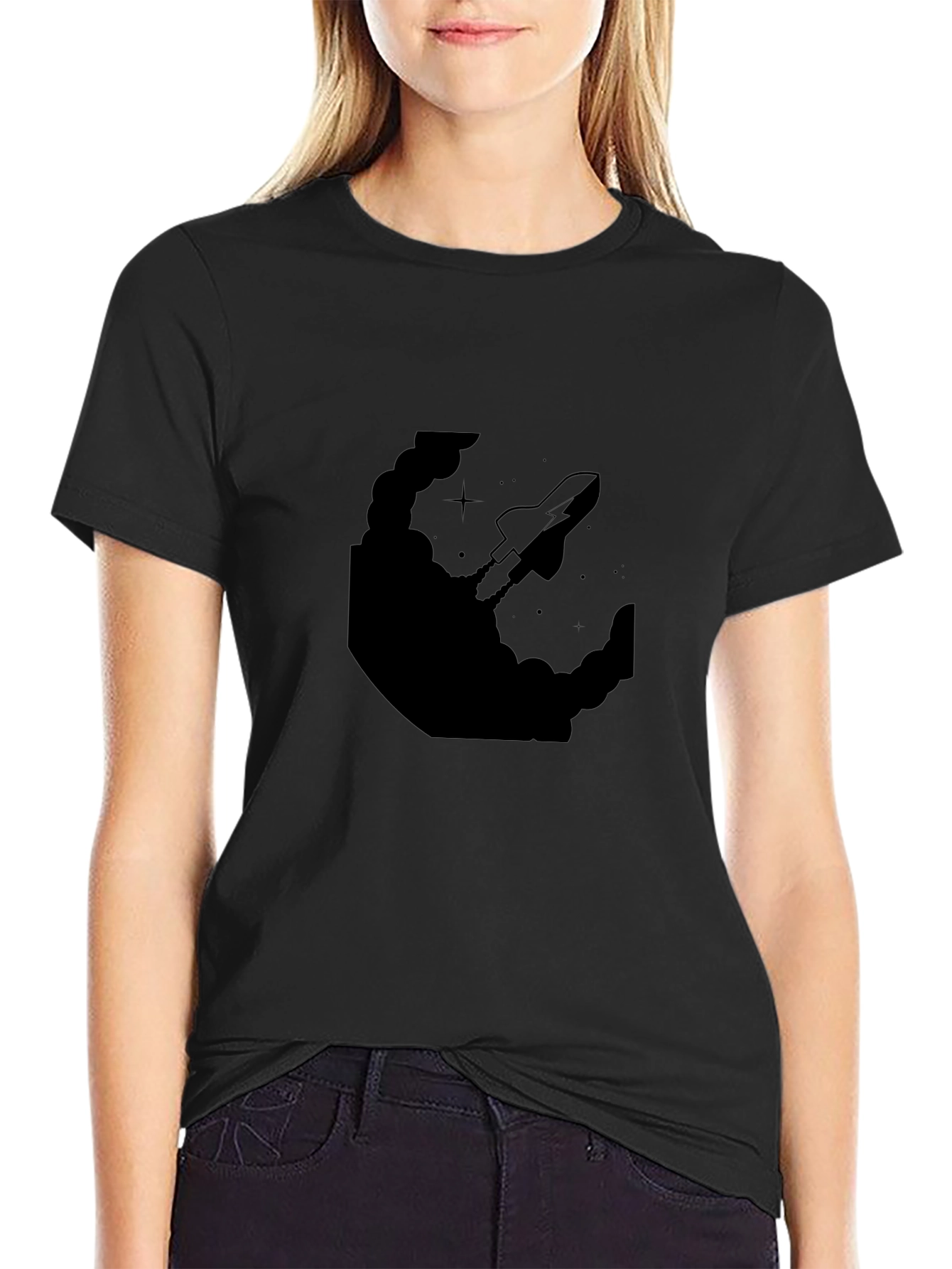 Rocket Launch Graphic Black T-Shirt