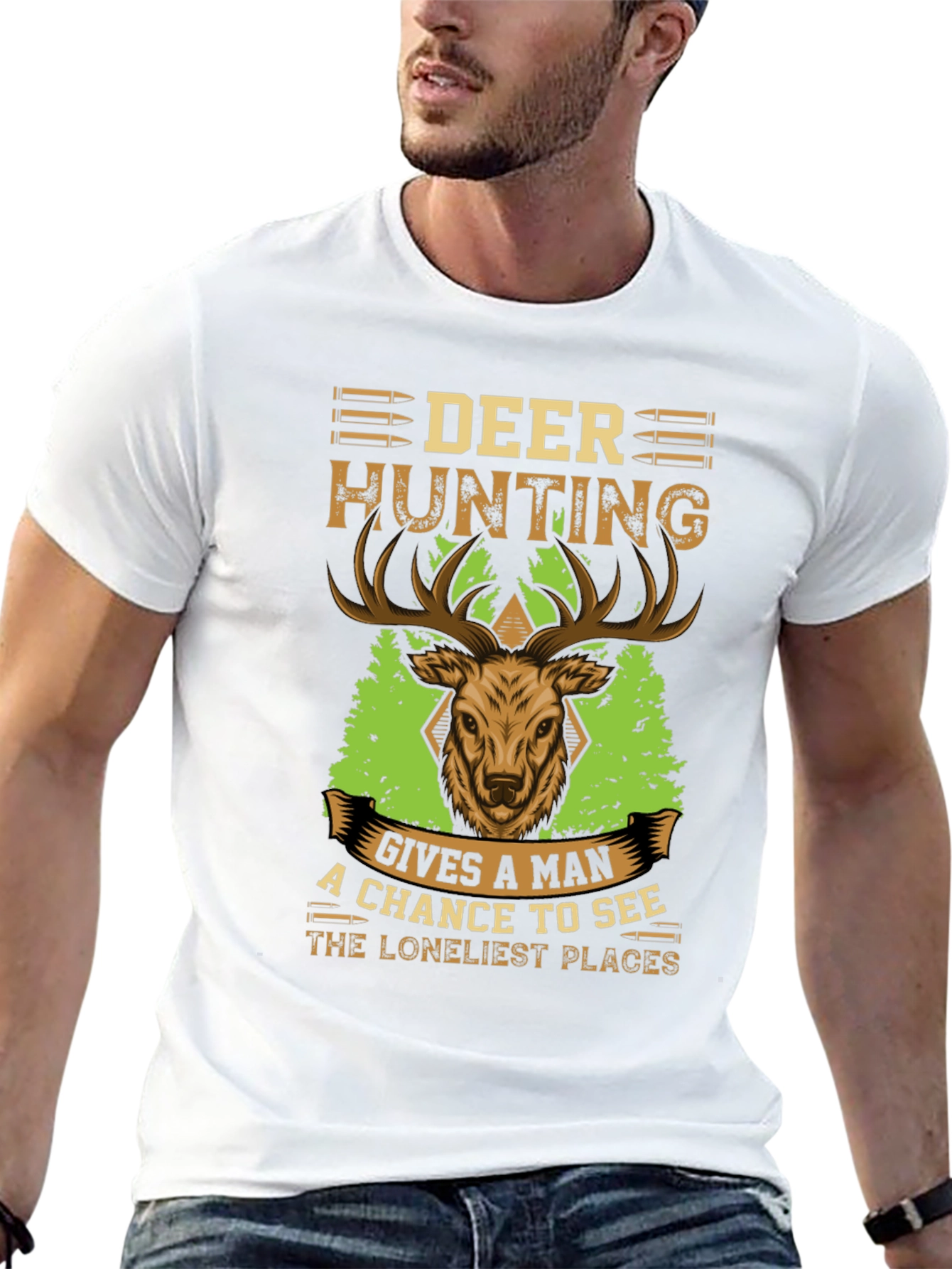Deer Hunting Graphic T-Shirt - Mens Black Tee