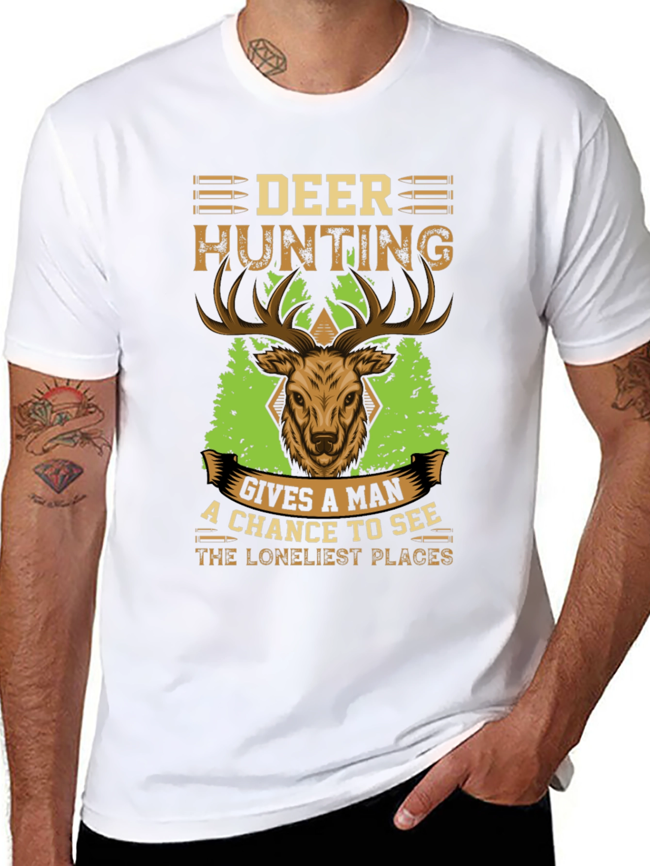 Deer Hunting Graphic T-Shirt - Mens Black Tee
