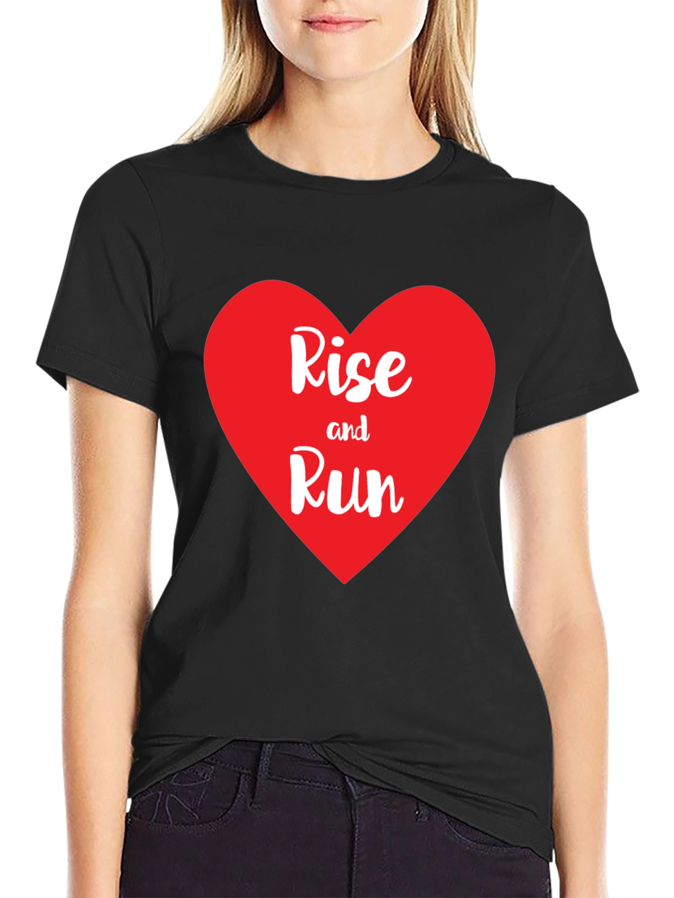 Rise and Run Heart Graphic Tee - Black