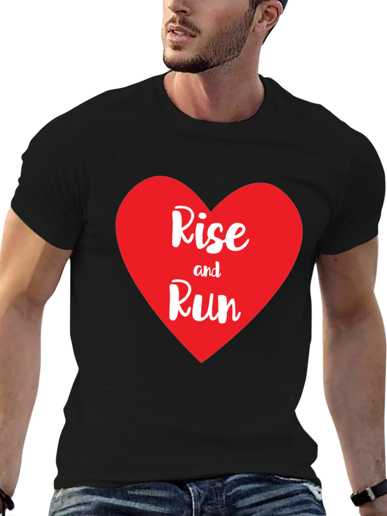 Rise and Run Heart Graphic Tee - Black